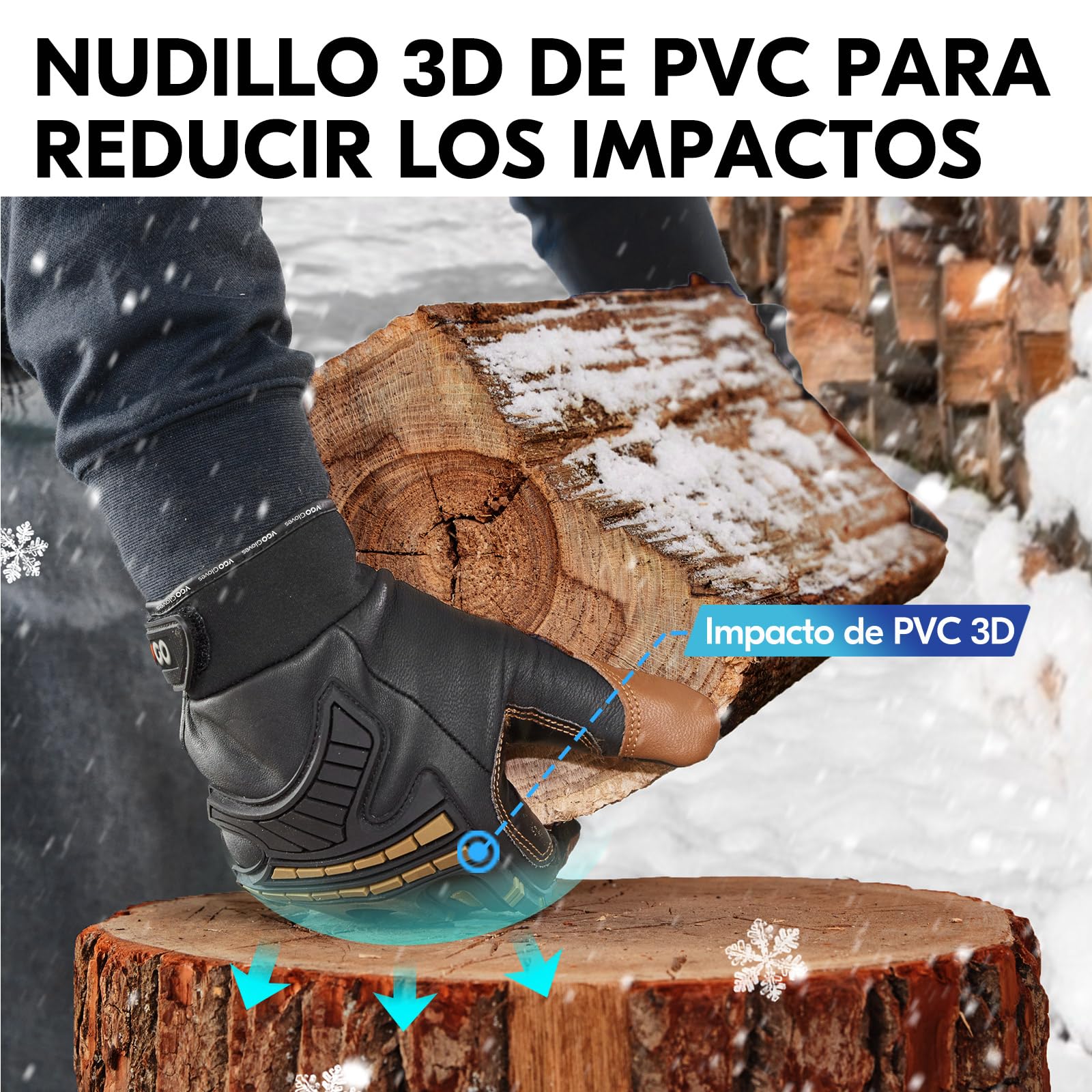 Vgo... Guantes Trabajo Invierno Hombre Touchscreen, Guantes Frío Cálidos para Camioneros Moto Antivibración, 1 par | Marrón,aislamiento C100,-20 °C y más,Forro resistente al agua, pantalla táctil,suave,construcción,exterior,firme,conducta