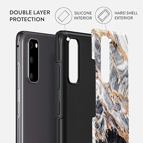 Miniatura 2 de BURGA Funda para teléfono compatible con Samsung Galaxy S20 FE  Carcasa rígida híbrida de 2 capas + funda protectora de silicona  Piedra de mármol