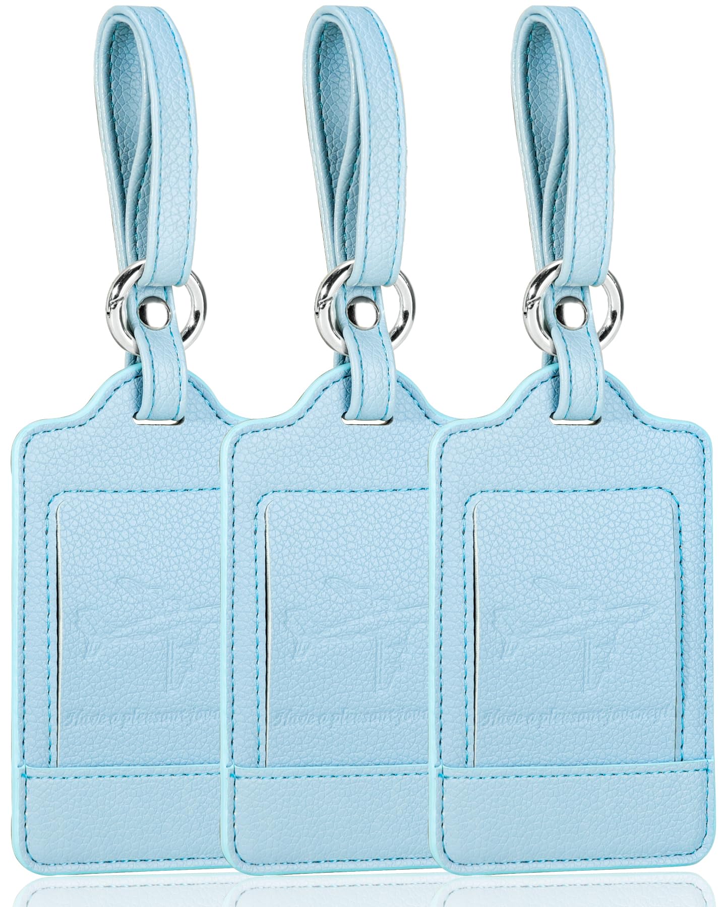 Teskyer 3 Pack Luggage Tags, PU Leather Luggage Tags for Suitcases, Luggage Labels with Name ID Card, Noticeable, Durable, Travel Accessories