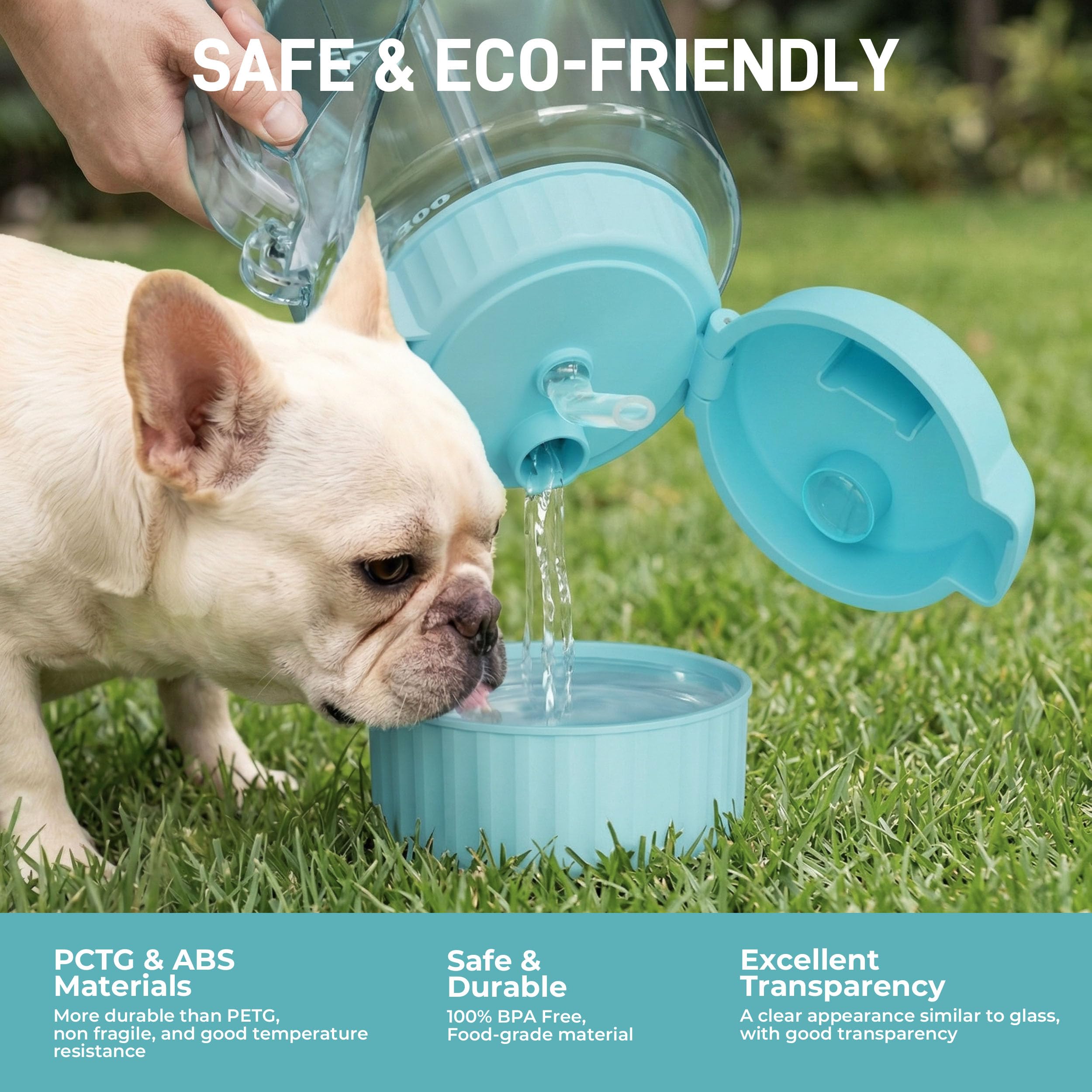 Borraccia per cani e umani, di grande capacità, da 1184 ml, senza BPA, portatile, da viaggio, con ciotola rimovibile e cannuccia, dispenser d'acqua a tenuta stagna, per passeggiate all'aperto