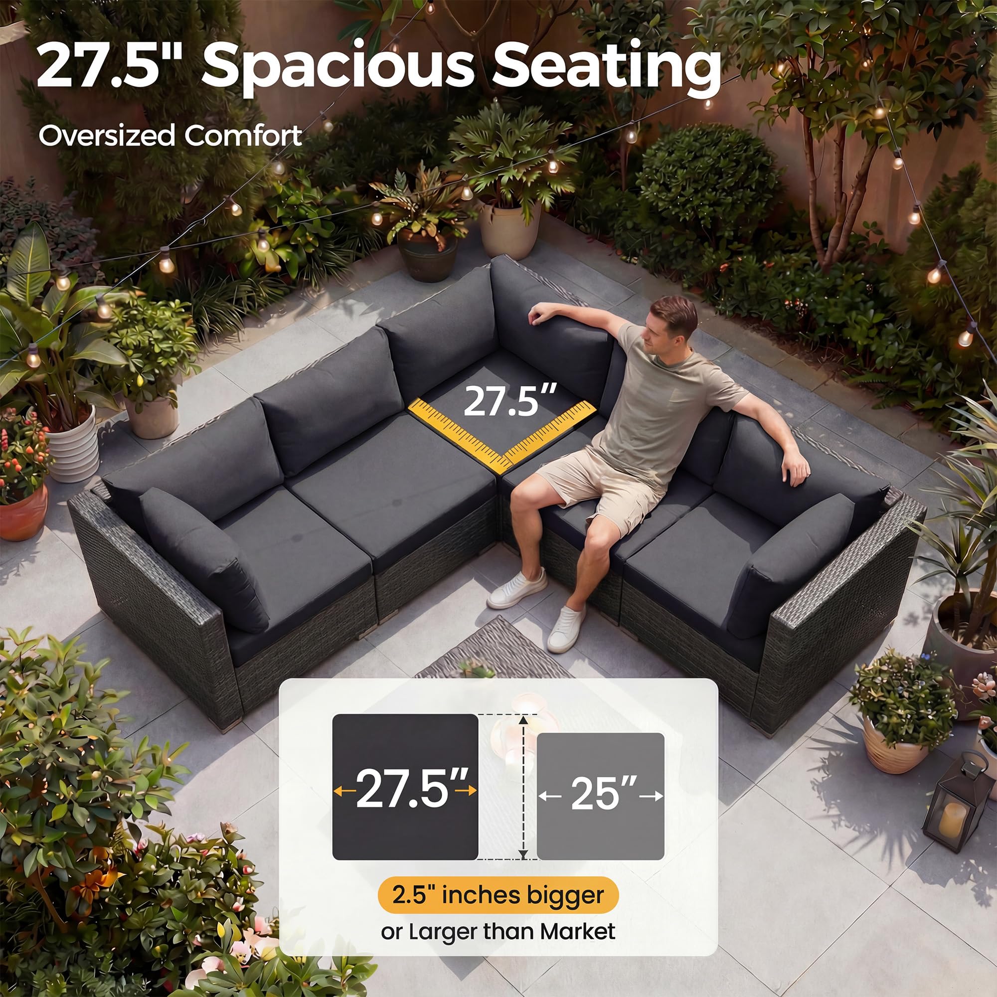 Amazon.com: NICESOUL Extra Large Rattan Patio Furniture Set with