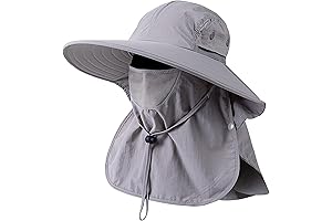 Wide Brim Sun Hat with Face Cover & Neck Flap