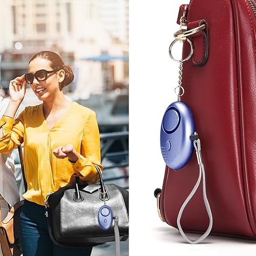 Miniatura 6 de Alarma personal para mujeres, 10 paquetes de 140 dB de emergencia de autodefensa de emergencia con luz LED para mujeres, niños y ancianos (colorido)