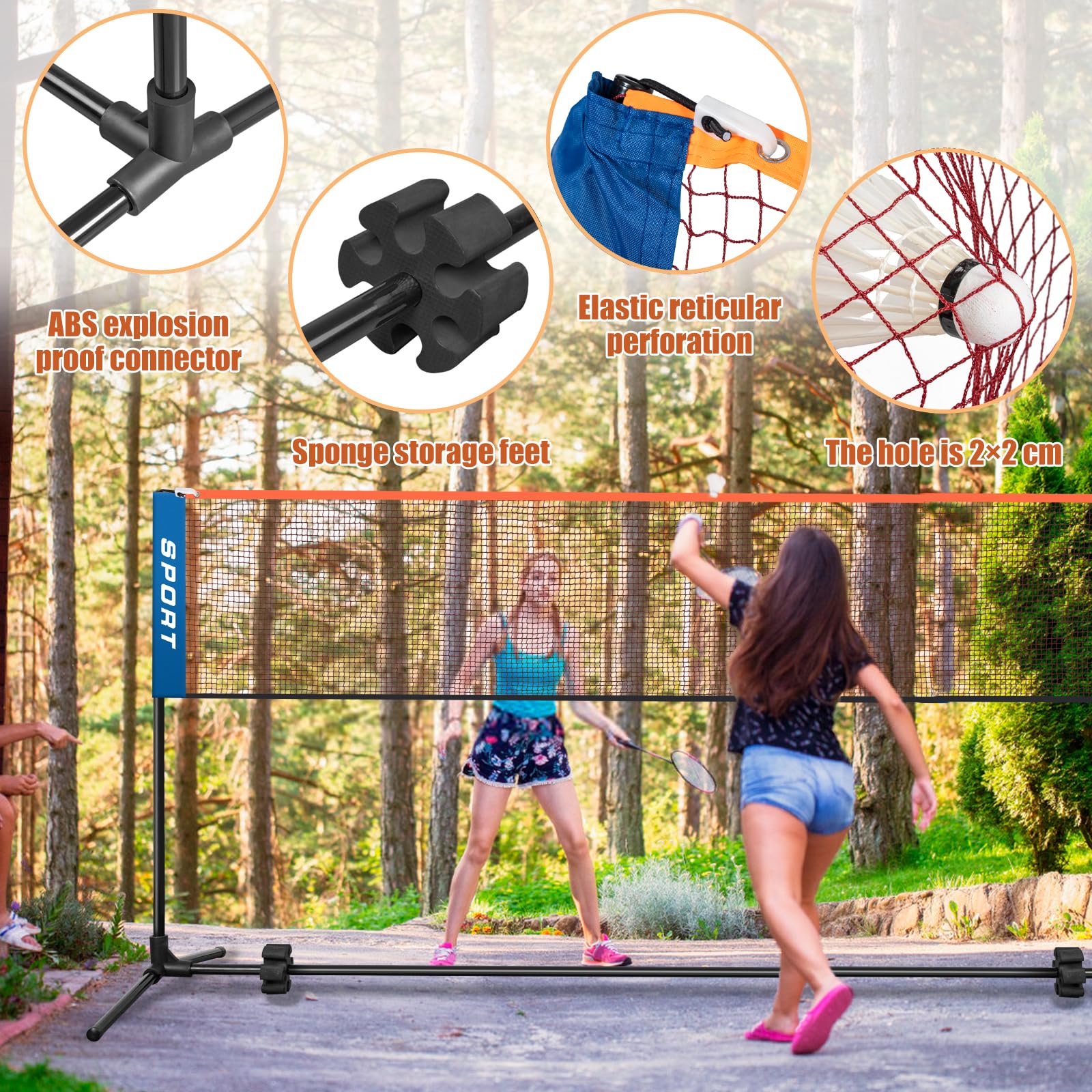 AKOZLIN Set di rete da badminton portatile, regolabile in altezza