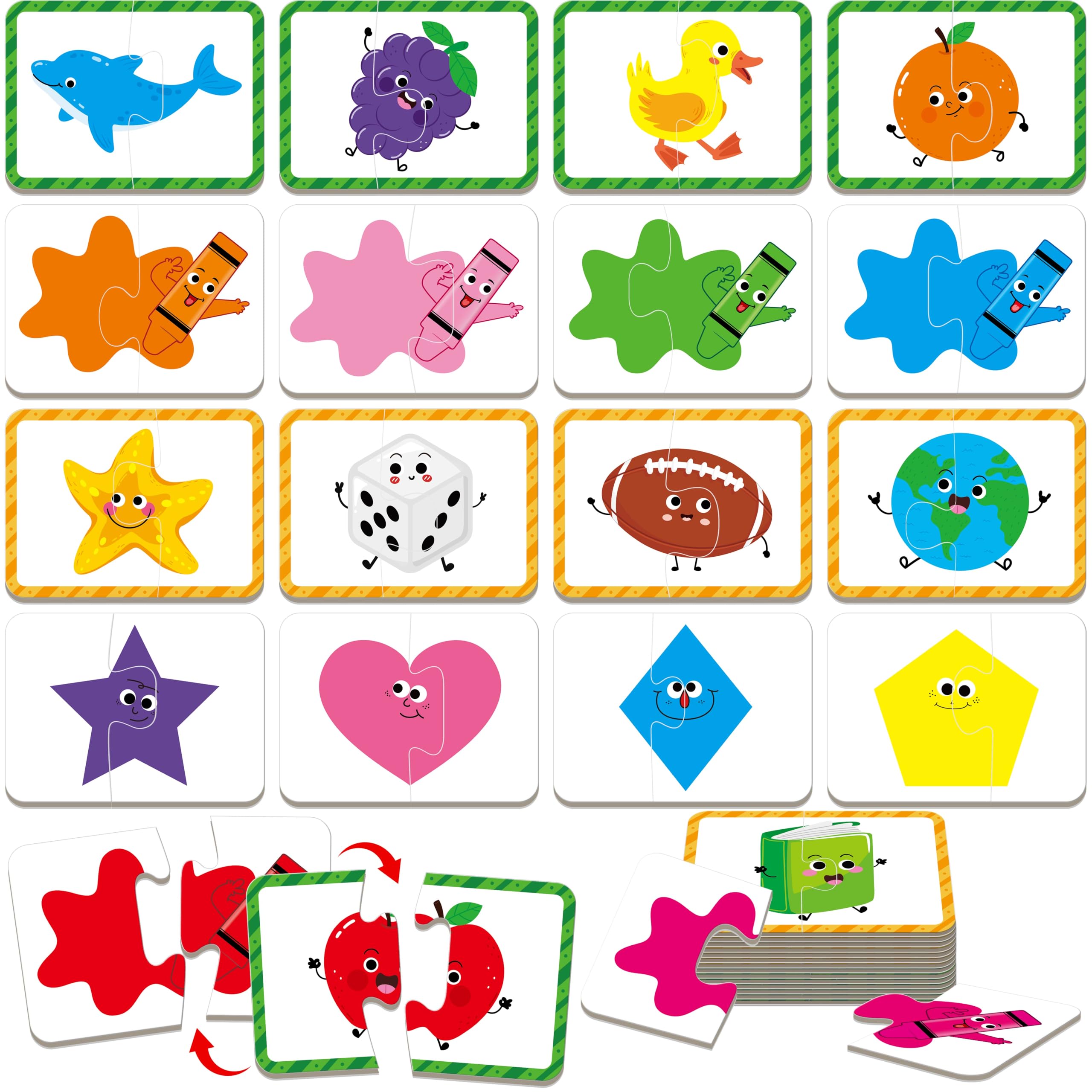 24 Set Color & Shape Puzzles, Self-correcting Puzzle Matching Game Educational Hands-on Activities for Toddlers, Kindergarten, First Learning Learning Games Toys for 3 Years Old