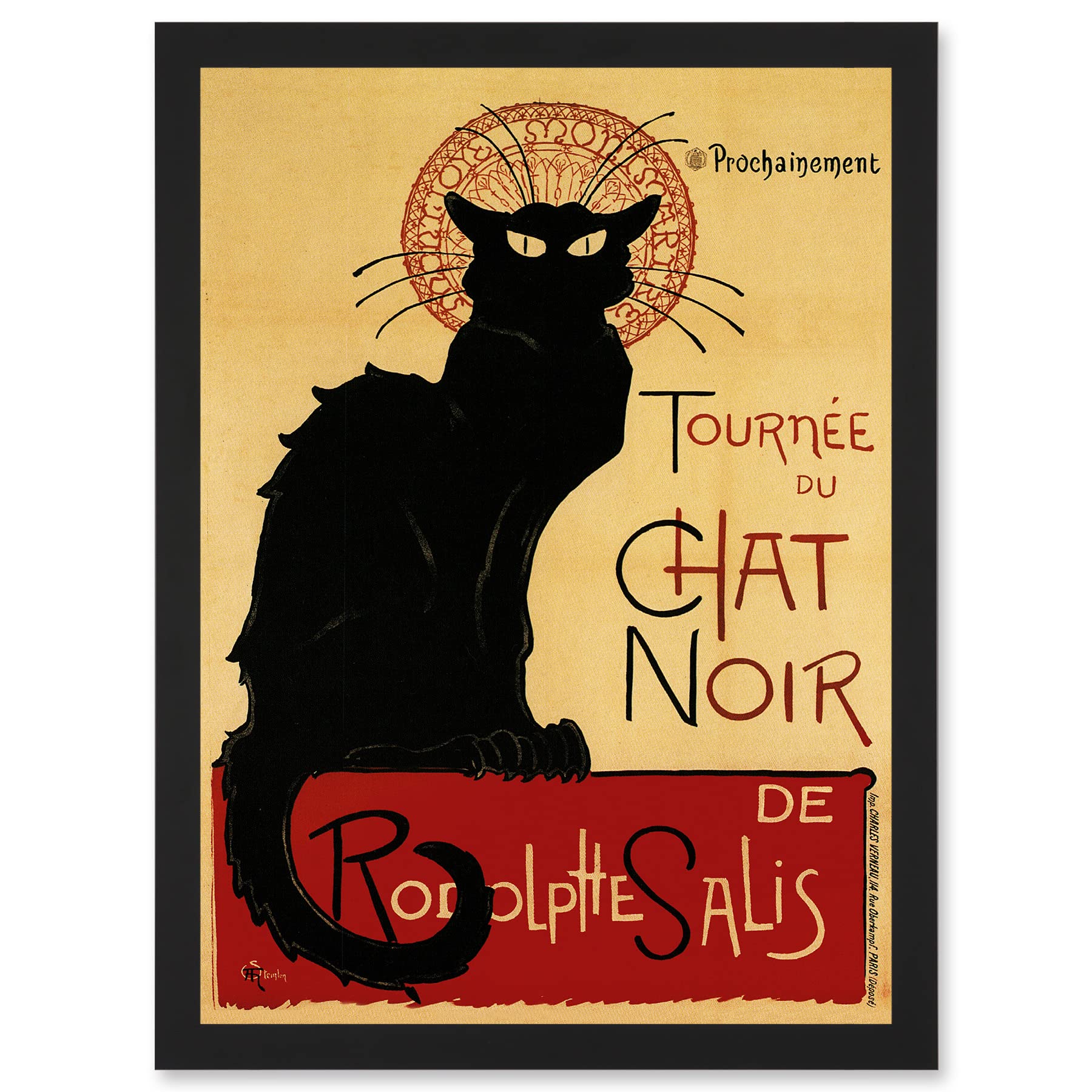 Artery8 Chat Noir Rodolphe Salis Paris France Vintage Artwork Framed A3 Wall Art Print