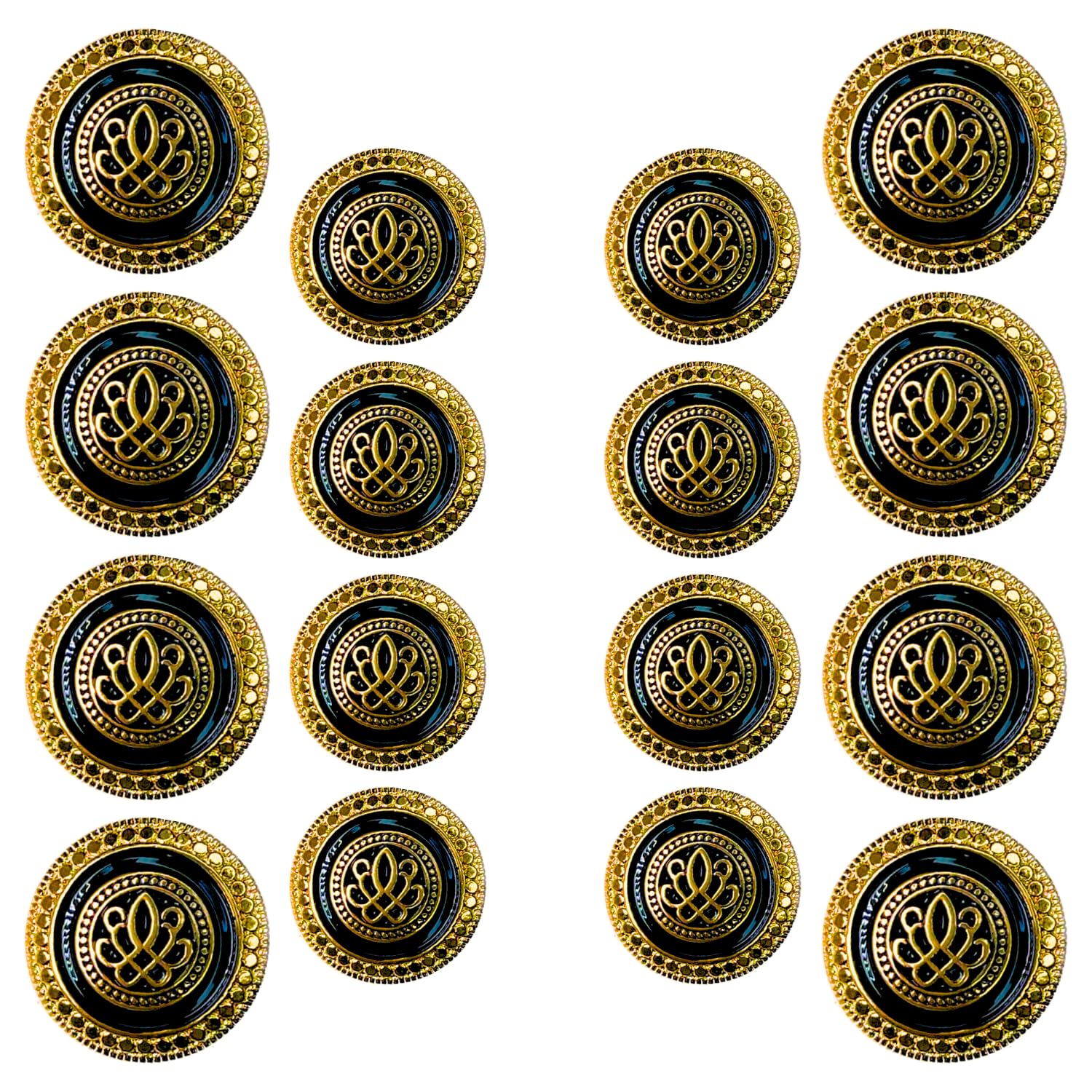 Ani Accessories Leaves Metal Shank Button for Coat Blazer Suit, Sherwani, and Bandhgala Indian Dresses Sports Coat Uniform Jacket (Pack of 16, Black)-picture-34
