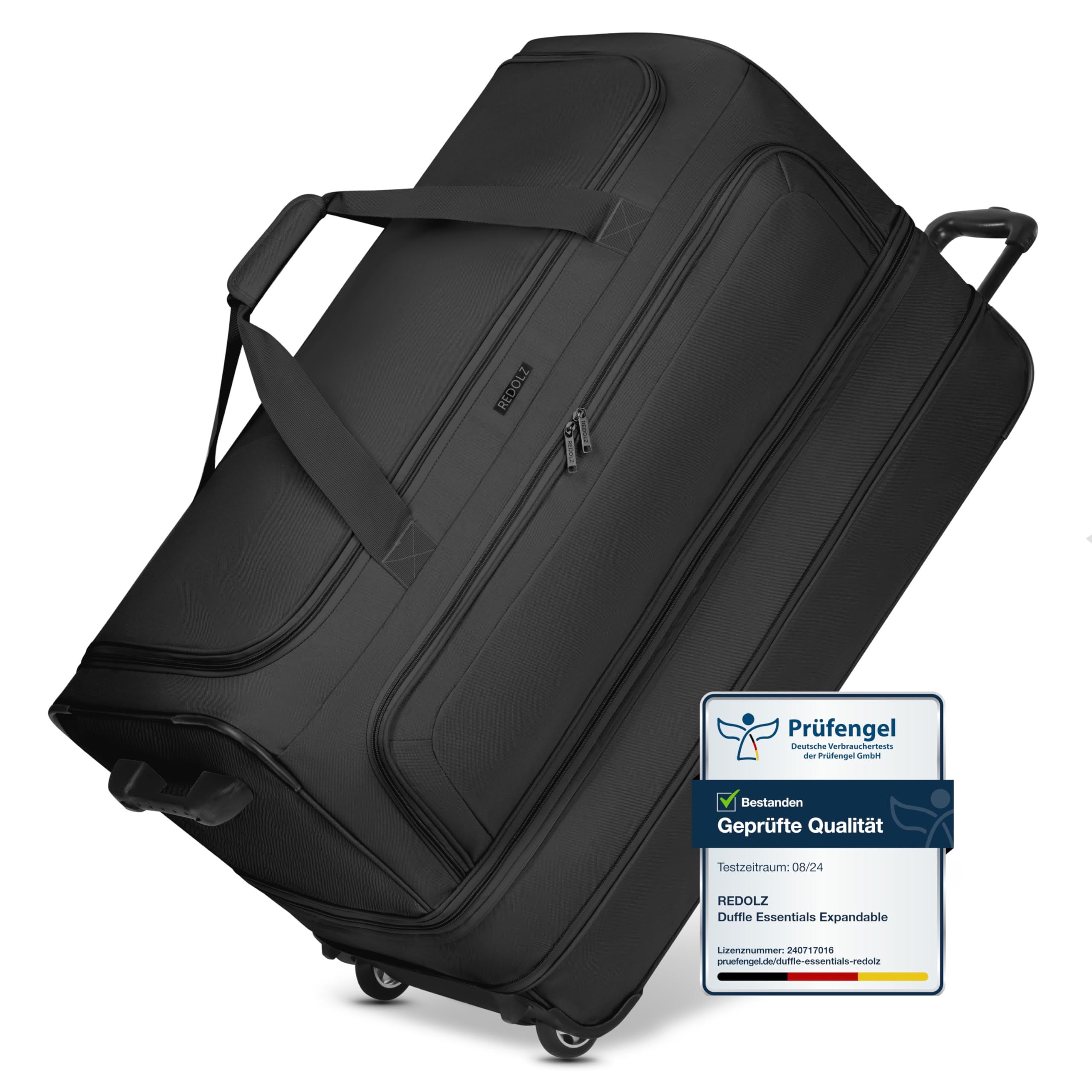 REDOLZ XL sehr große Jumbo Trolley-Reisetasche mit Rollen 80 cm [Sondergröße] Volumen mit Dehnfalte erweiterbar von 110 auf 140 Liter | extra Bodenfach für Männer & Frauen (Duffle Essentials)