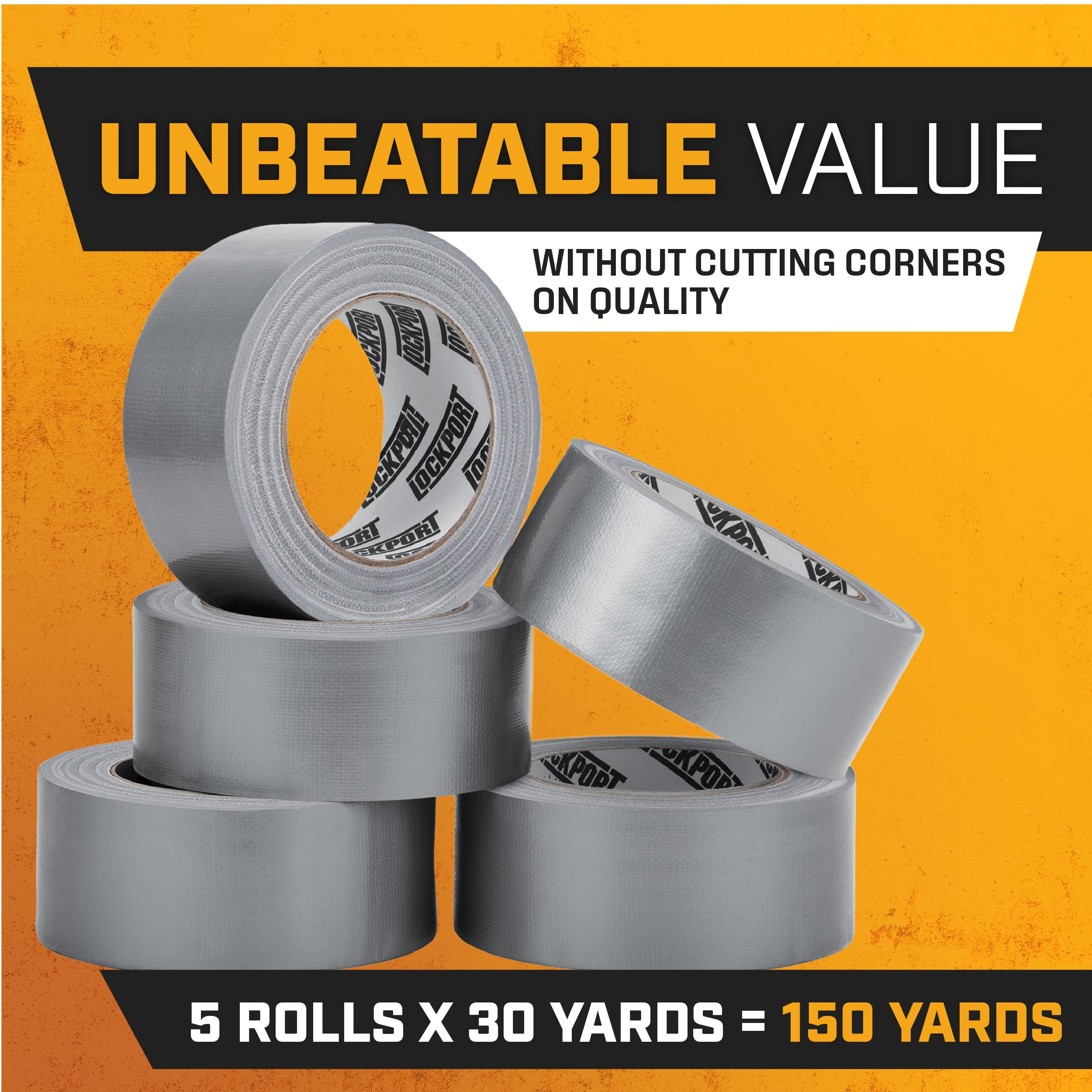 Cinta adhesiva plateada resistente – 5 rollos, paquete de 5 unidades, lote industrial, 30 yardas x 2 pulgadas de ancho, paquete grande de color gris, extra fuerte, sin residuos, todo clima.