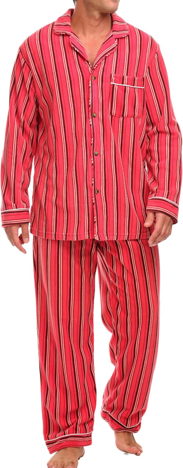 Alexander Del Rossa Men's Long Sleeve Lightweight Fleece Pajama Set