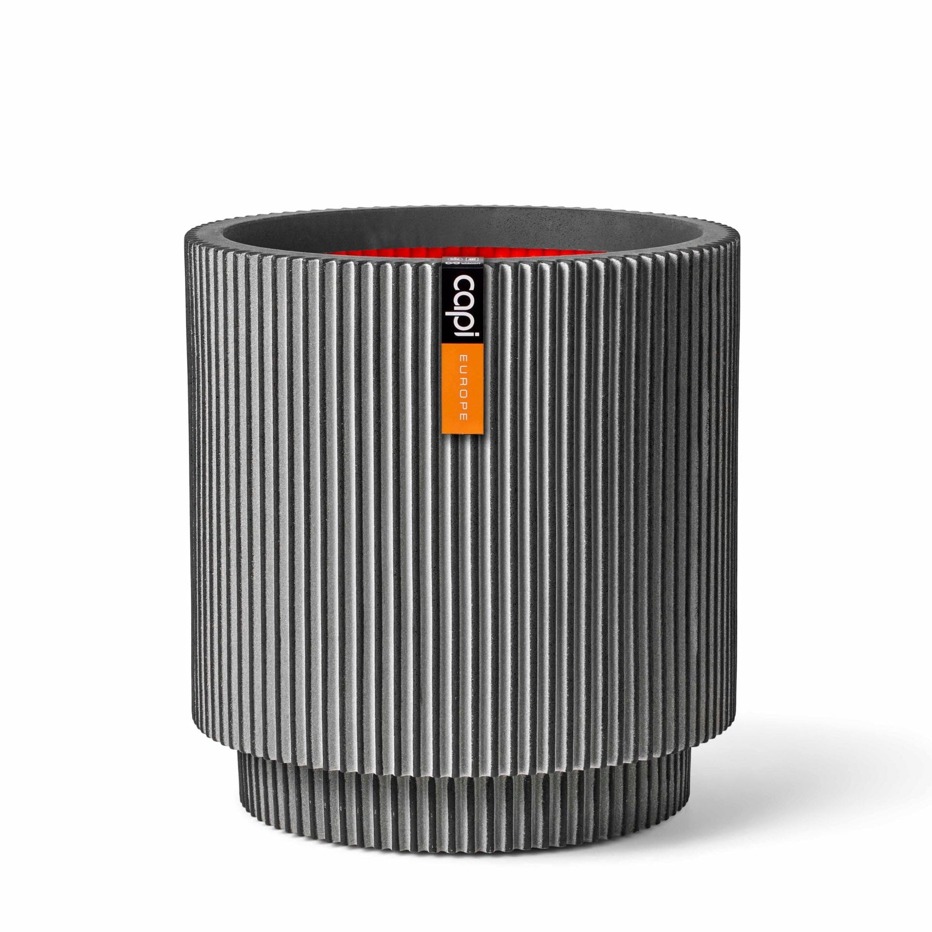 Capi Europe Groove - Anthracite - Vase Cylinder Groove Nl - 41X43 - Anthracite - Opening Ø36 - Pot For Indoor And Outdoor Use - Shatterproof - 100% Recyclable - Kgvz883