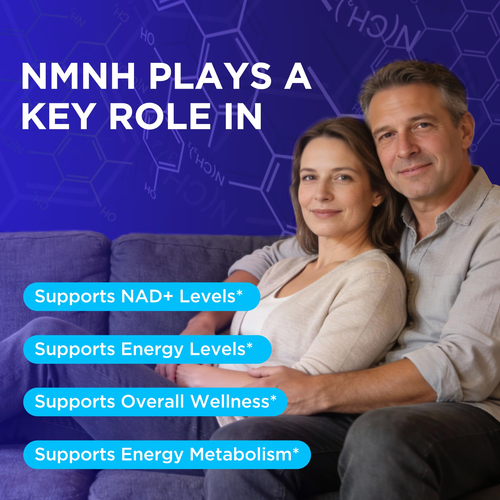 NMNH Supplement with NAD Supplement Maximum Potency with Resveratrol & Pterostilbene, CoQ10 & Black Pepper, for Cellular Energy, Anti-Aging Support, Sirtuin Activation & Methylation Support, 120 — Amazon image 3
