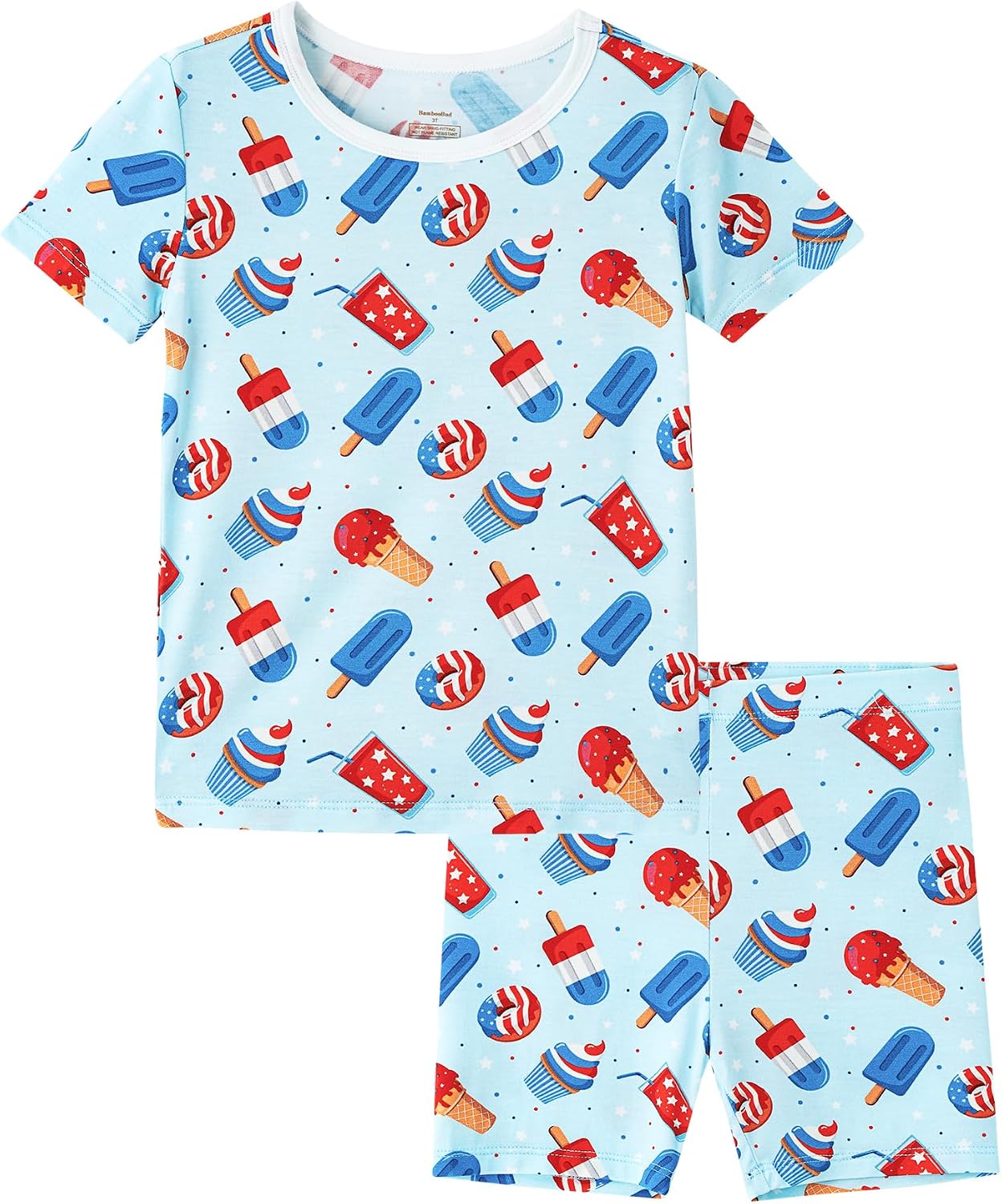 Boys Girls Pajama Set Toddler Little Kids Viscose from Bamboo Pajamas Short Sleeve Pjs Snug Fit Sleepwear 2-7Years