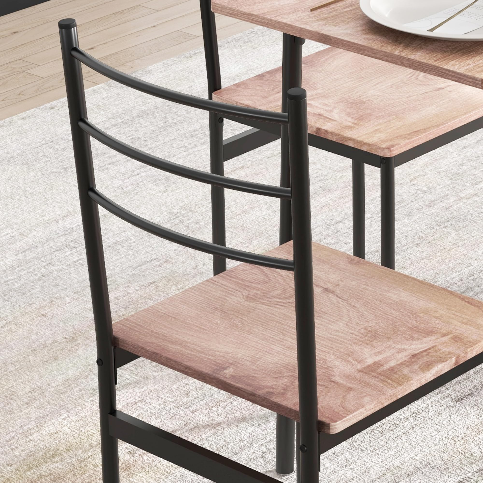 HOMCOM Set Tavolo e Sedie 5 Pezzi Salvaspazio con Tavolo da Cucina Rettangolare 110x70x75 cm e 4 Sedie Moderne 40x43x86 cm, in MDF e Acciaio, Marrone e Nero