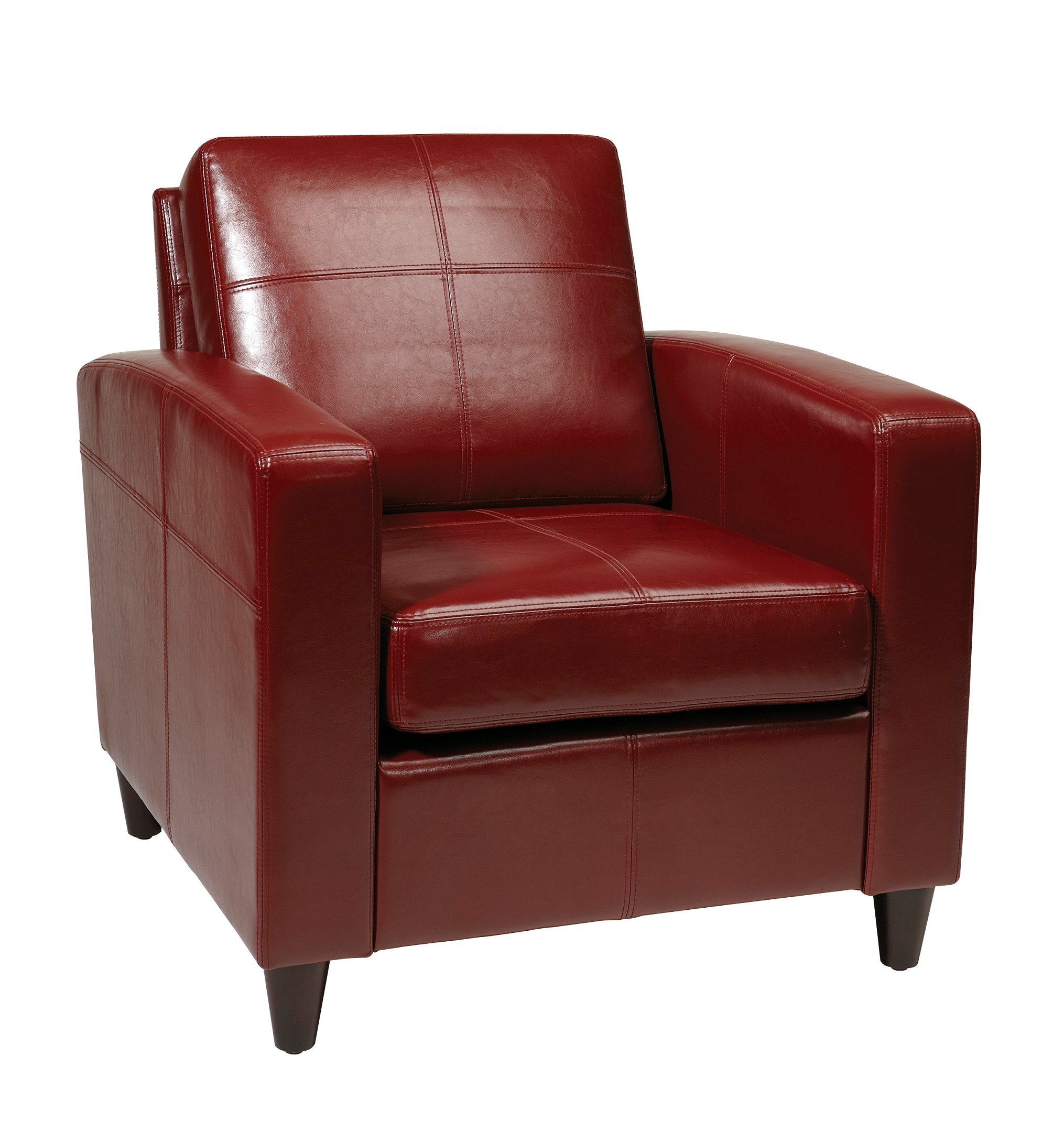 AVENUE•SIX OSP Home Furnishings Venus Club Accent Chair with Espresso Finish Legs, Crimson Red Faux Leather