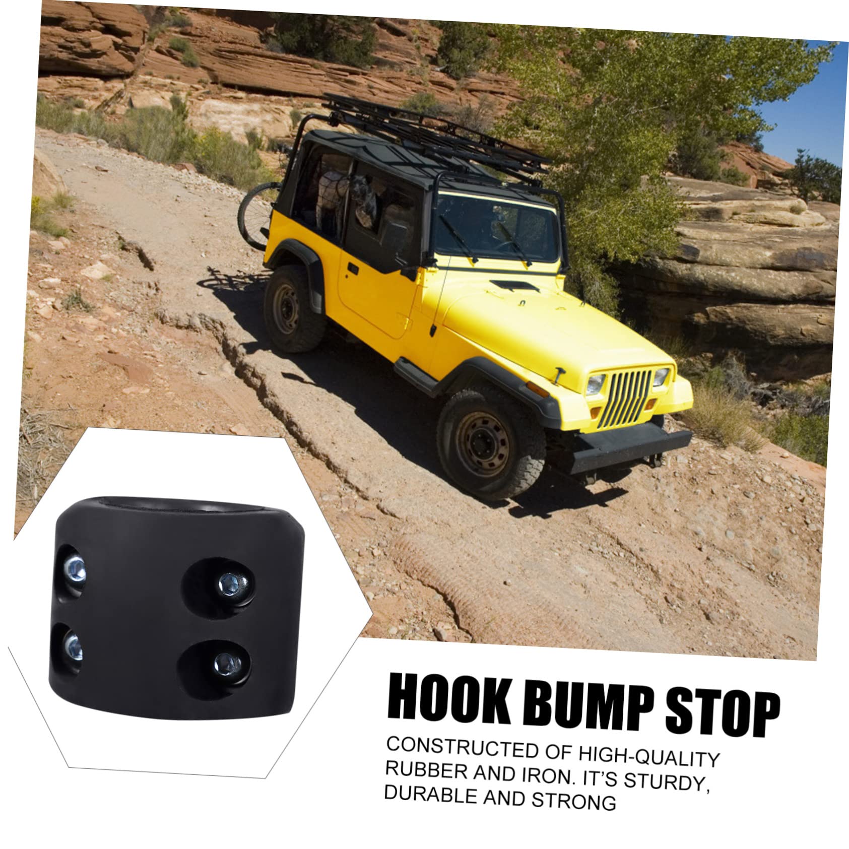 Butée de Crochet Protection Solide Prolongeant la Vie du Crochet Treuil en Caoutchouc Noir pour Câble de Treuil ATV Utv Compatible Cordes Synthétiques