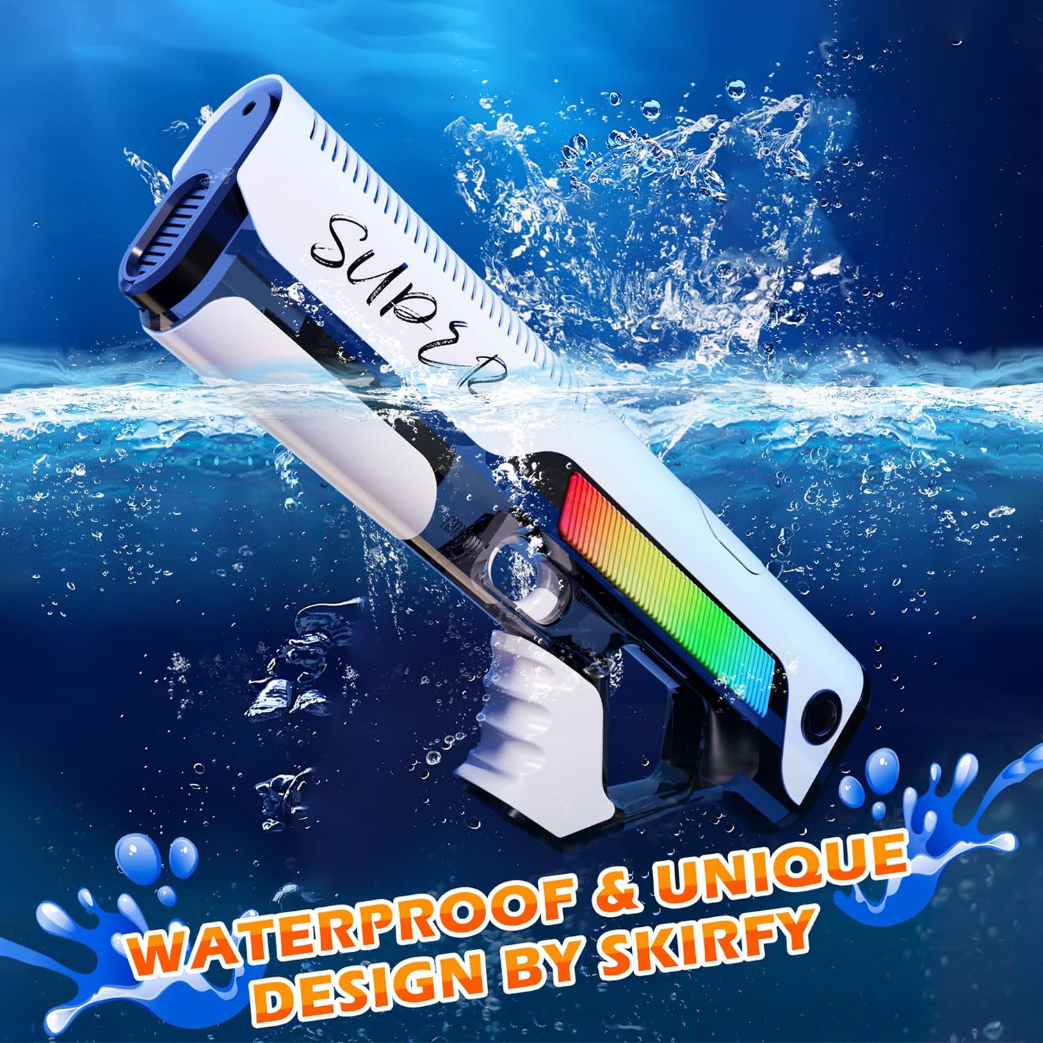 FORMIZON Pistola De Agua Eléctrica Con Luces Y Sonidos – Alcance De 10 Metros, 3 Tanques De 250 Ml Y Batería De 2200 MAh, Ideal Para Verano, Playa Y Piscina