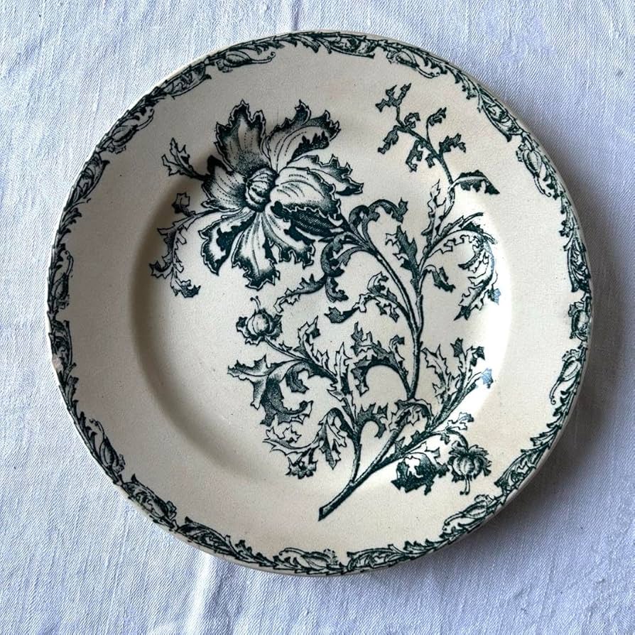 フランス　アンティーク　モノグラム　プレート　藍色　Bordeaux ルーアン フランス アンティーク モノグラム プレート 藍色 Bordeaux ルーアン