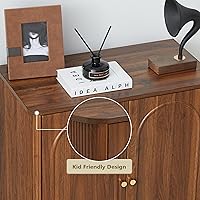 Vista 5 de ORRD Fluted Storage Cabinet, Modern Credenza Wooden Accent Sideboard Buffet Cabinet with Adjustable Shelves and Solid Wood Legs, Console Table for