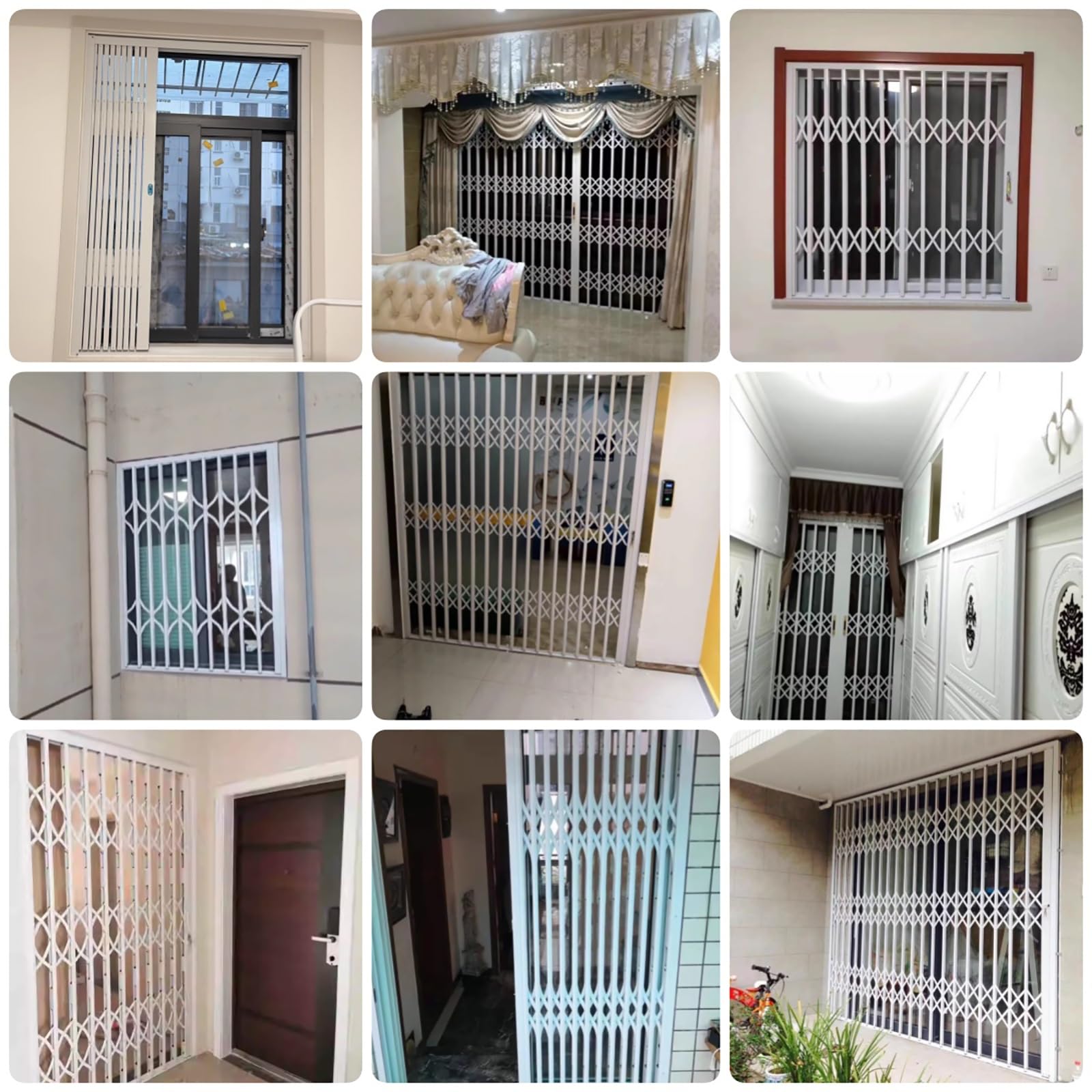 Rejilla de seguridad plegable para ventana para seguridad en el hogar, barrera de puerta a prueba de niños para habitaciones de niños, lofts, escaleras, diseño con cerradura (90 x 100 cm)