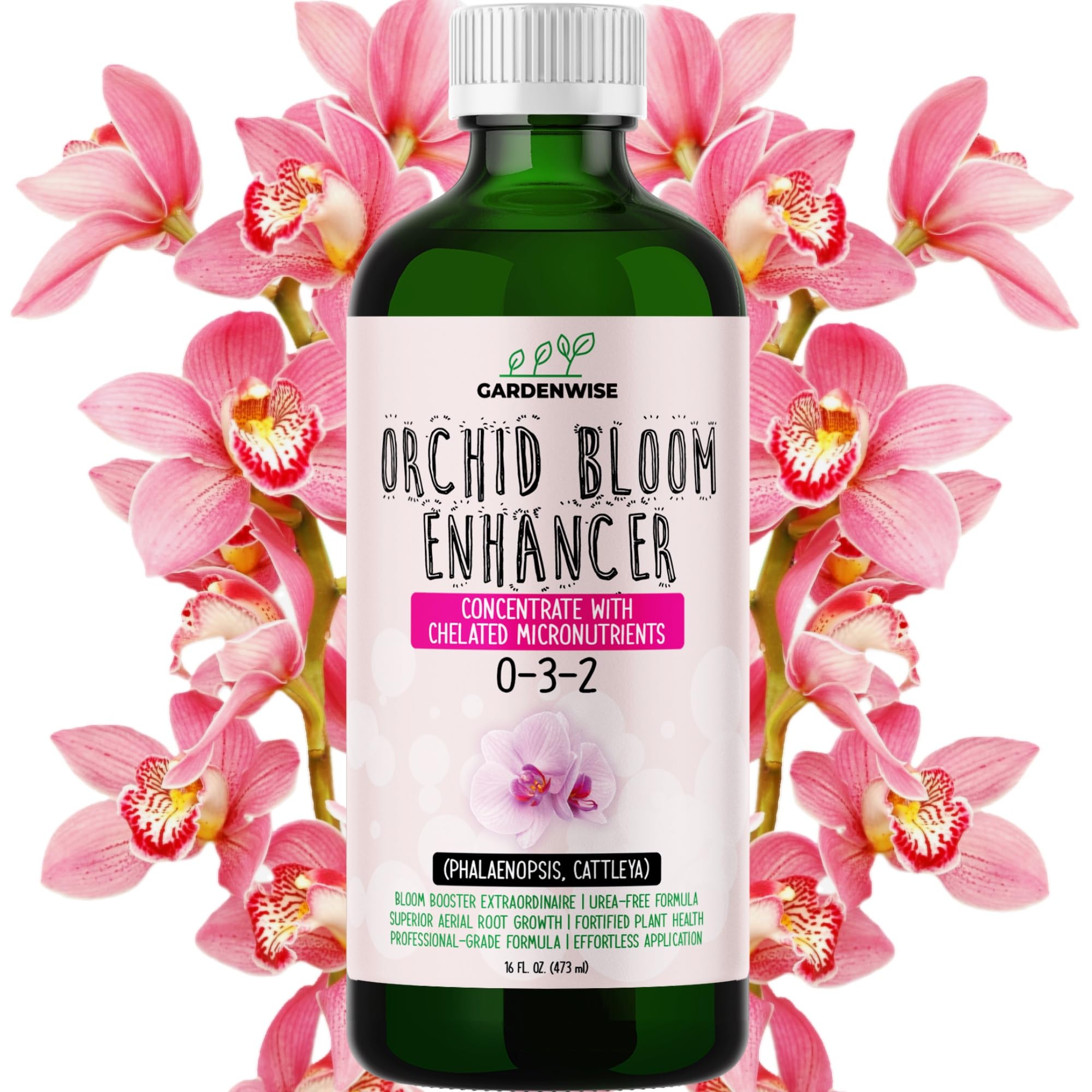 GARDENWISE 0-3-2 Giant Bloom: Orchid Bloom Enhancer - Orchid Bloom Booster - Orchid Food Fertilizer Concentrate - Chelated Nutrients for Healthy
