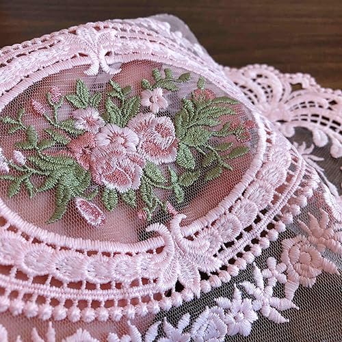Miniatura 4 de Paquete de 2 manteles individuales de encaje retro, manteles individuales de ganchillo francés, manteles bordados a mano, 12 x 16 pulgadas, manteles