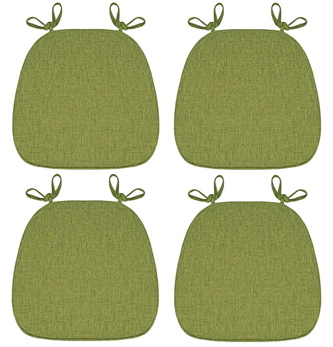 EORNOW Dining Room Chair Cushion 1/2/4/6 Packs Dining Chair Pads With Ties, Removable And Washable Horseshoe-shaped Seat Cushion With Zipper Cover (Color : Grass green, Size : 41x43cm*4 Packs)