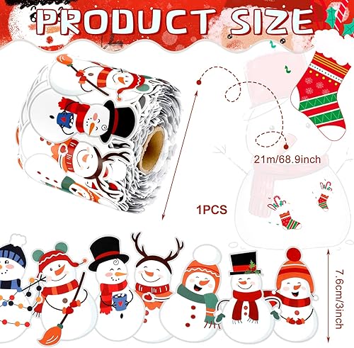 Miniatura 2 de Tablero de anuncios de muñeco de nieve de invierno de 689 pies decoración de borde de tablero de anuncios de Navidad muñeco de nieve con guante