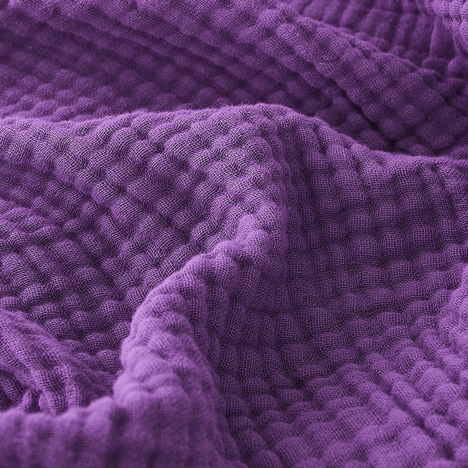 EMME Muslin Blankets for Adults Throw Blanket for Couch Breathable Gauze Soft Lightweight Airy Purple King 108" x 90"
