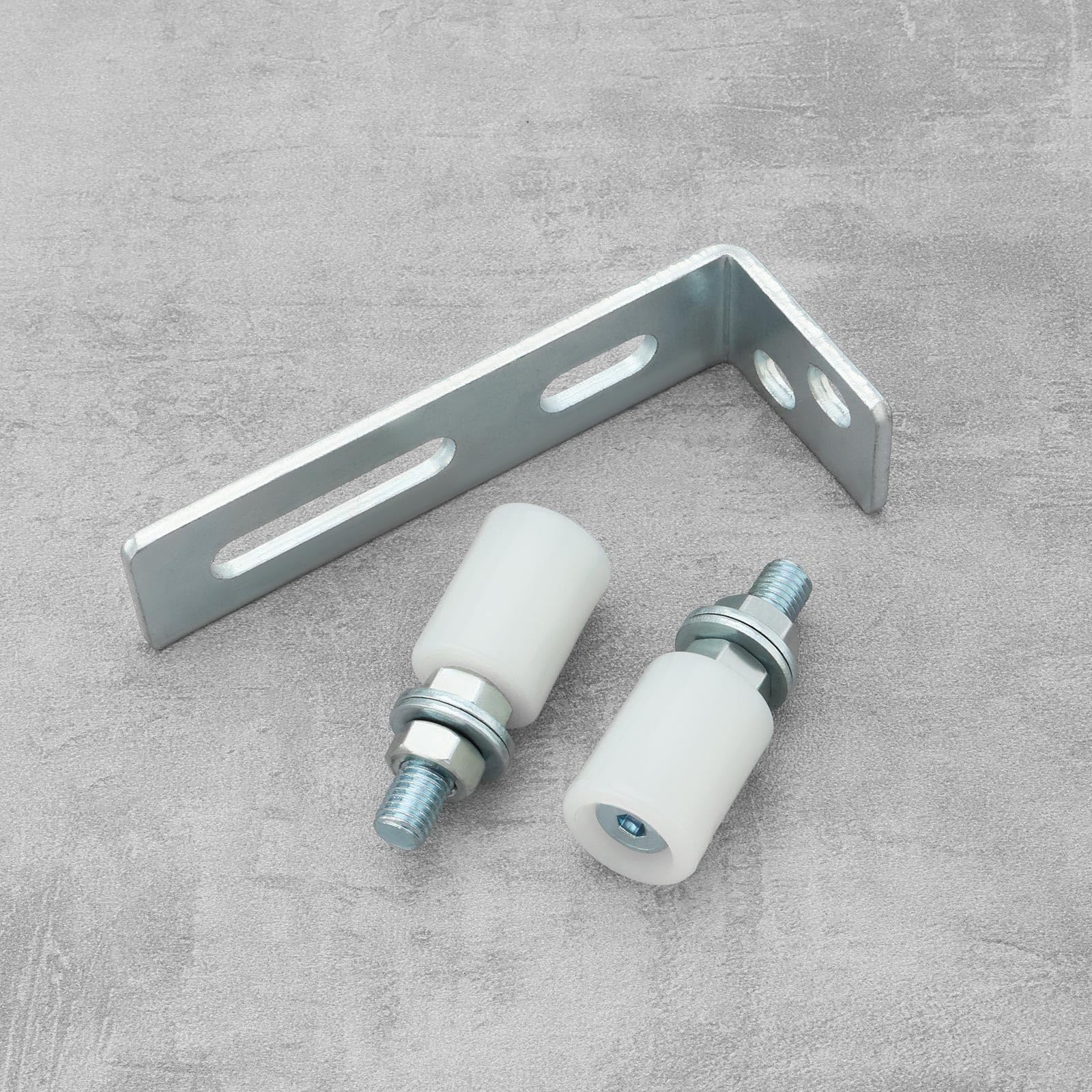EMSea 1 lot de guides de portail, bloc de guidage pour porte de cour, cadre de roue en zinc blanc, 30 x 40 mm, rouleau pour porte coulissante, portail d'usine