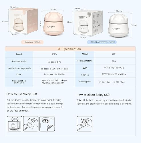 Miniatura 5 de Hanmier Rodillo facial de acero inoxidable para ojos y cara Rodillo de masaje de hielo de rotación de 360 grados Rodillo de masaje de hielo