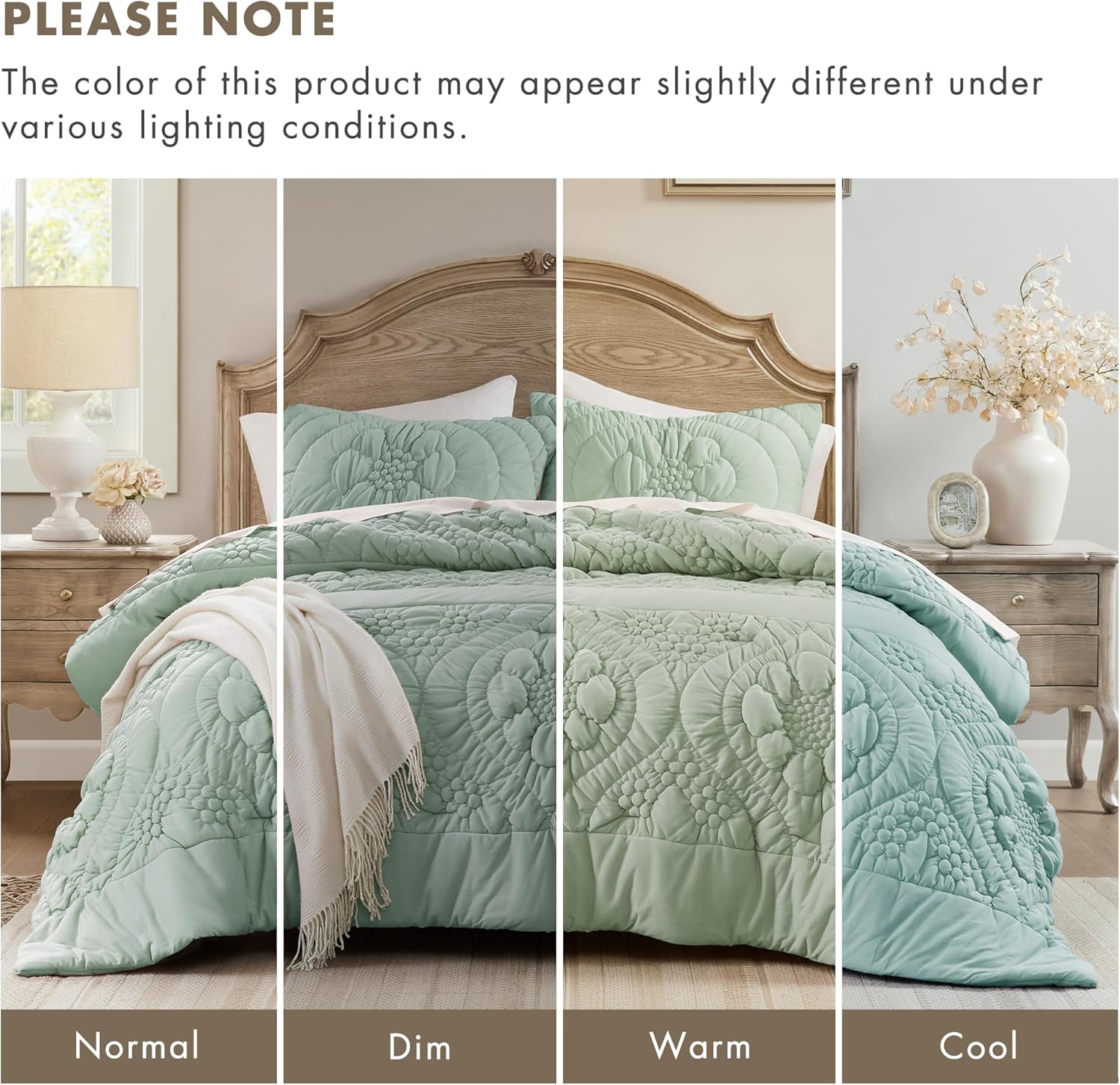 Madison Park Floral Jersey Comforter Set, Puffy Cloud Twin Size Comforters Crinkled Farmhouse Rustic Shabby Chic Bedding Set, Ultra-Soft All Season Down Alternative, Sage Green 2-Piece