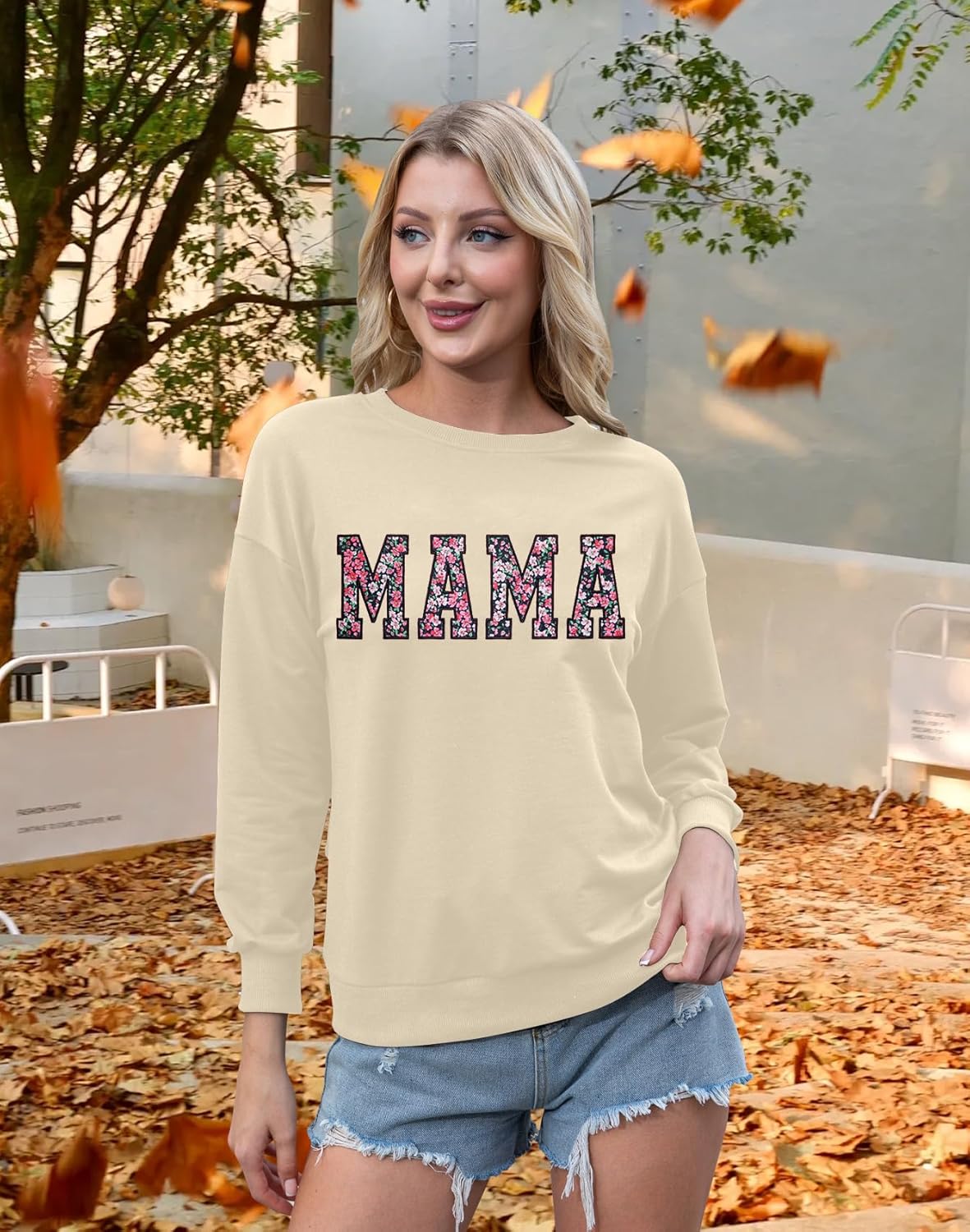 Mama Sweatshirt for Women: Embroidered Mom Essentials Crewneck Sweatshirts Mama Gifts Mom Graphic Long Sleeve - Image 3