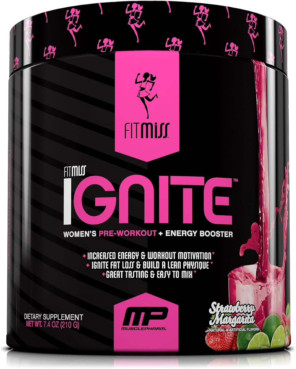 FitMiss Ignite, Women's Pre-Workout Supplement & Energy Booster for Fat Loss, Supports Energy & Workout Motivation, Strawberry Margarita, 30 Servings