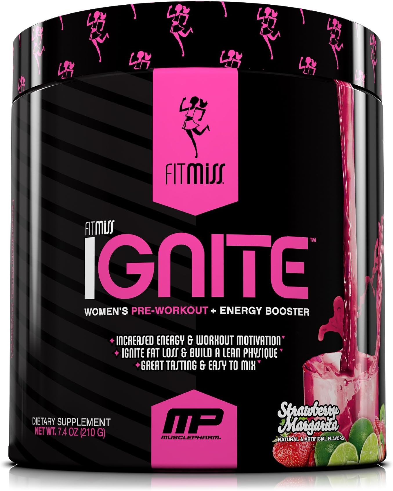 FitMiss Ignite, Women's Pre-Workout Supplement & Energy Booster for Fat Loss, Supports Energy & Workout Motivation, Strawberry Margarita, 30 Servings