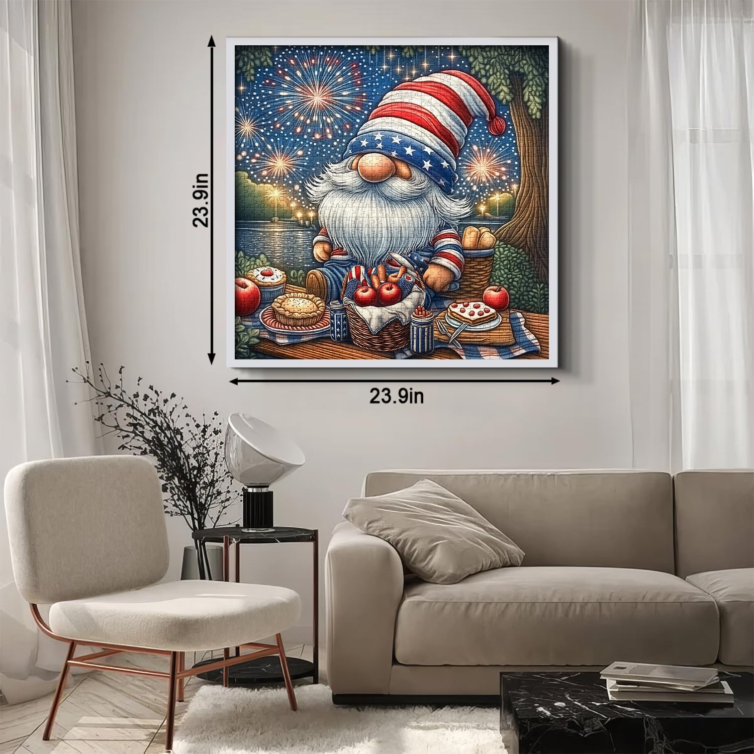 Cute Gnomes Puzzles for Adults 1000 Pieces, PICKFORU Gnome's Celebration Jigsaw Puzzles, Desserts Food Puzzle, Impossible Hard Challenging Festivals Theme