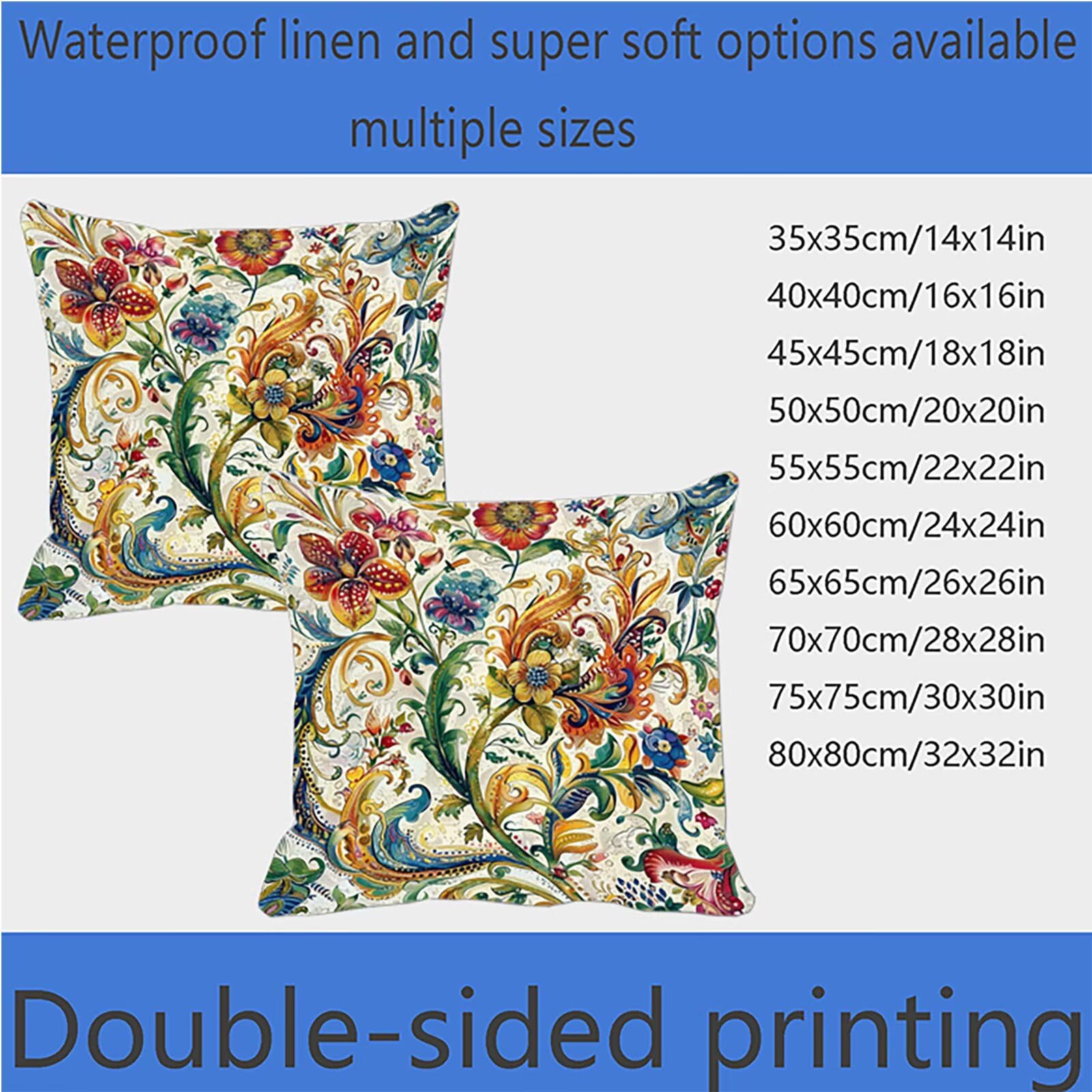 Kissenbezug 65x65cm Böhmen 4er Set Sofakissen Superweichem Doppelnähten Versteckter Reißverschluss Farbe Outdoor Kissen Leinen gelten für Auto Terrassen-Gartenbank Wohndeko Schlafzimmer Sofa U-J