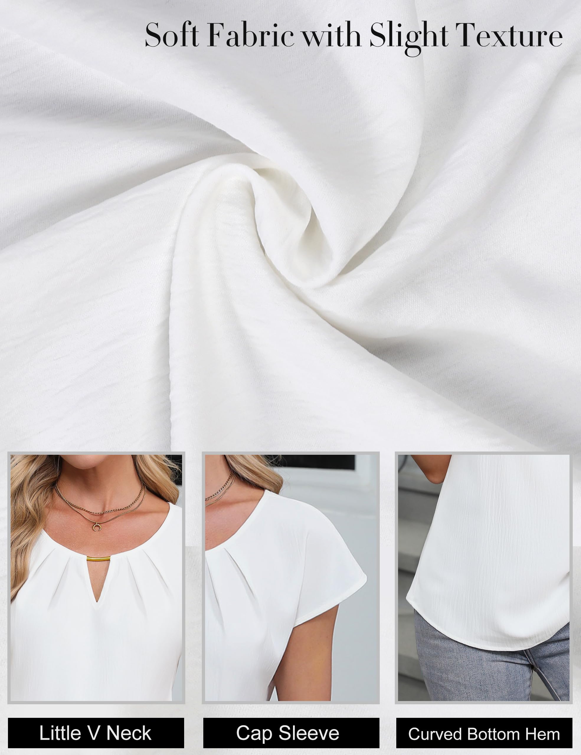 Blooming Jelly Womens Dressy Business Casual Tops Work Trendy Short Sleeve Shirts Summer Cute Pleated Blouses