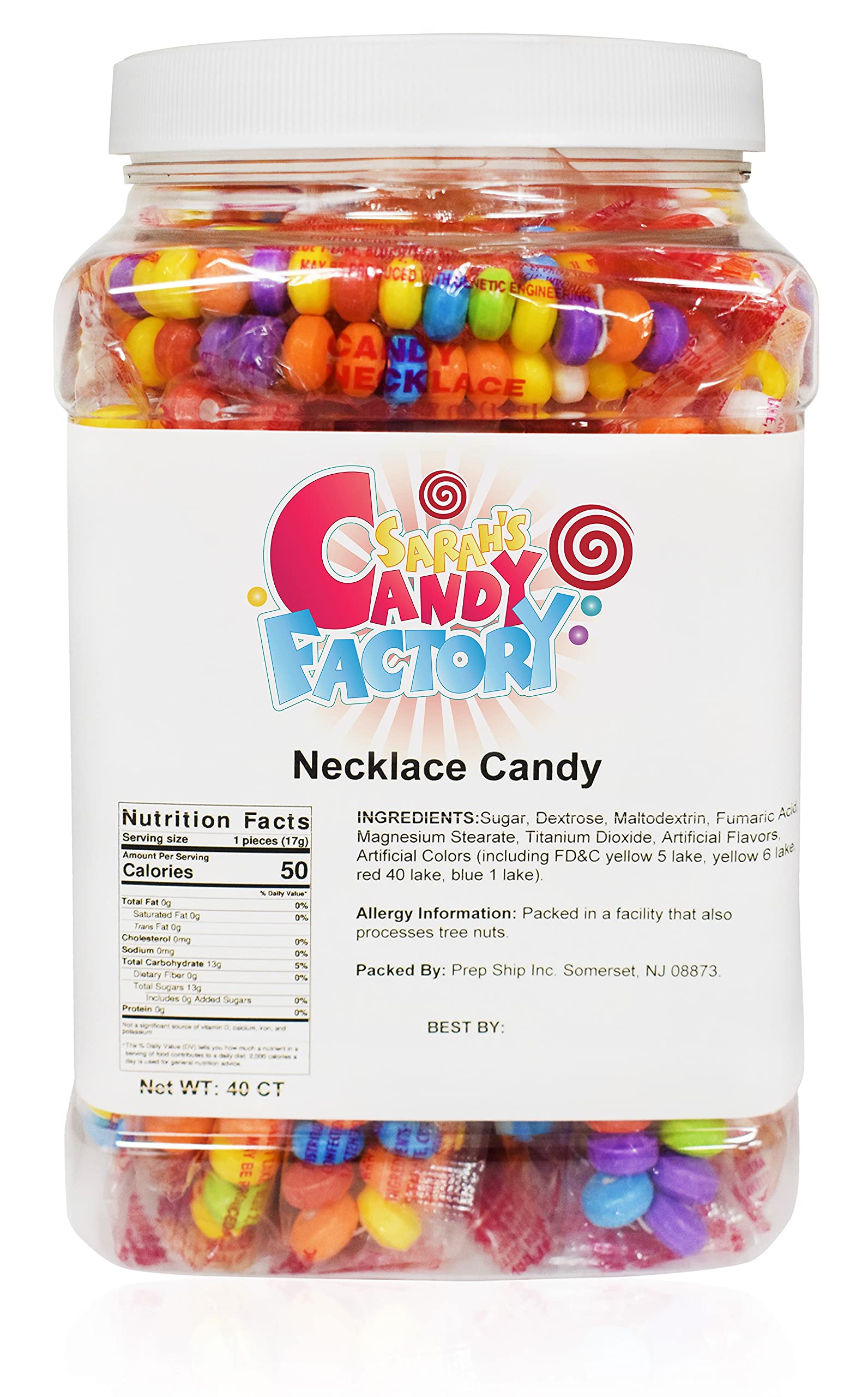 Sarah's Candy Factory Necklace Candy, Wrapped in Jar, 40 ct