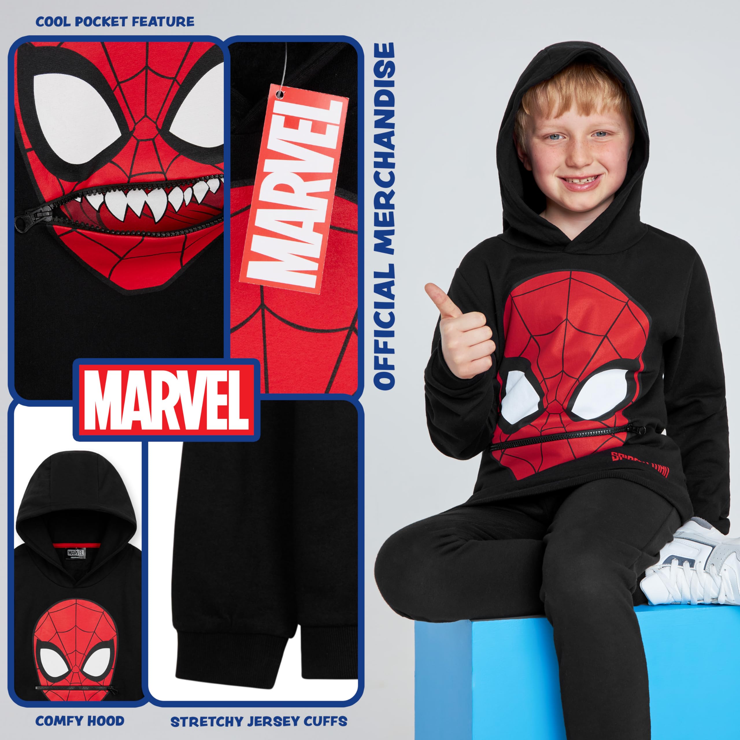 Marvel Chłopięca bluza z kapturem - Spiderman bluza z kapturem ciepła miękka odzież rekreacyjna odzież sportowa pulower 3-12 lat - prezenty dla chłopców