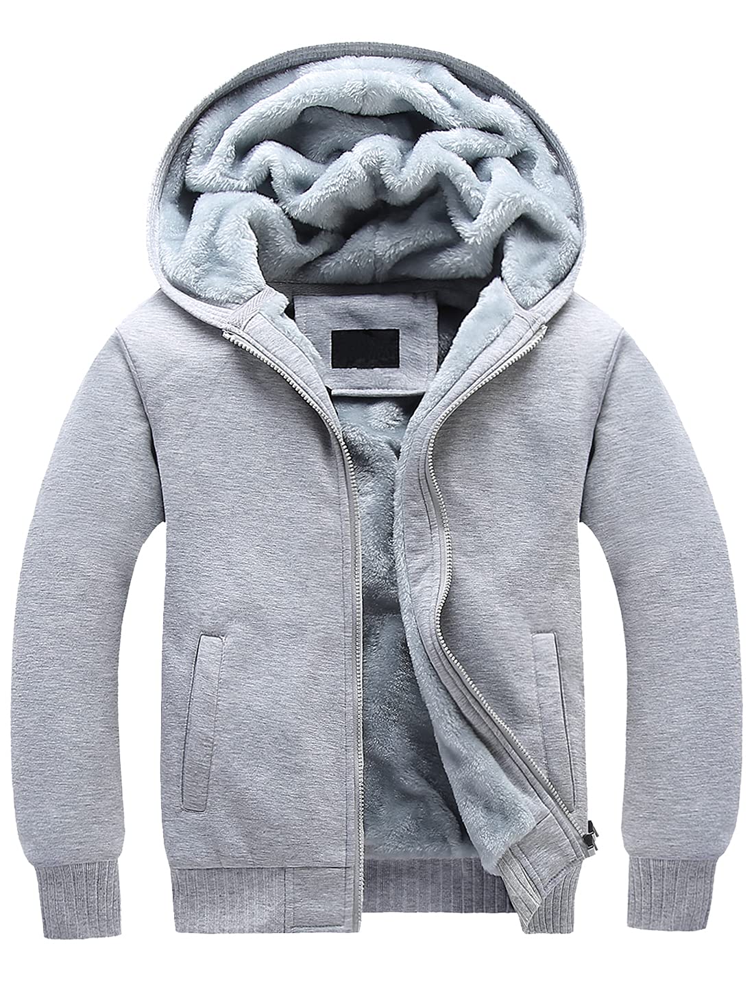 Locachy Women's Loose Casual Thick Sherpa Fleece Lined Zip Up Solid Hooded Sweatshirt Jacket