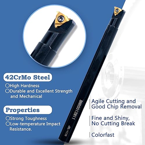 Miniatura 2 de Juego de brocas de roscado de torno 21 piezas - 7 barras de mandrinar de soporte giratorio de 12 pulgada  14 piezas de insertos de carburo