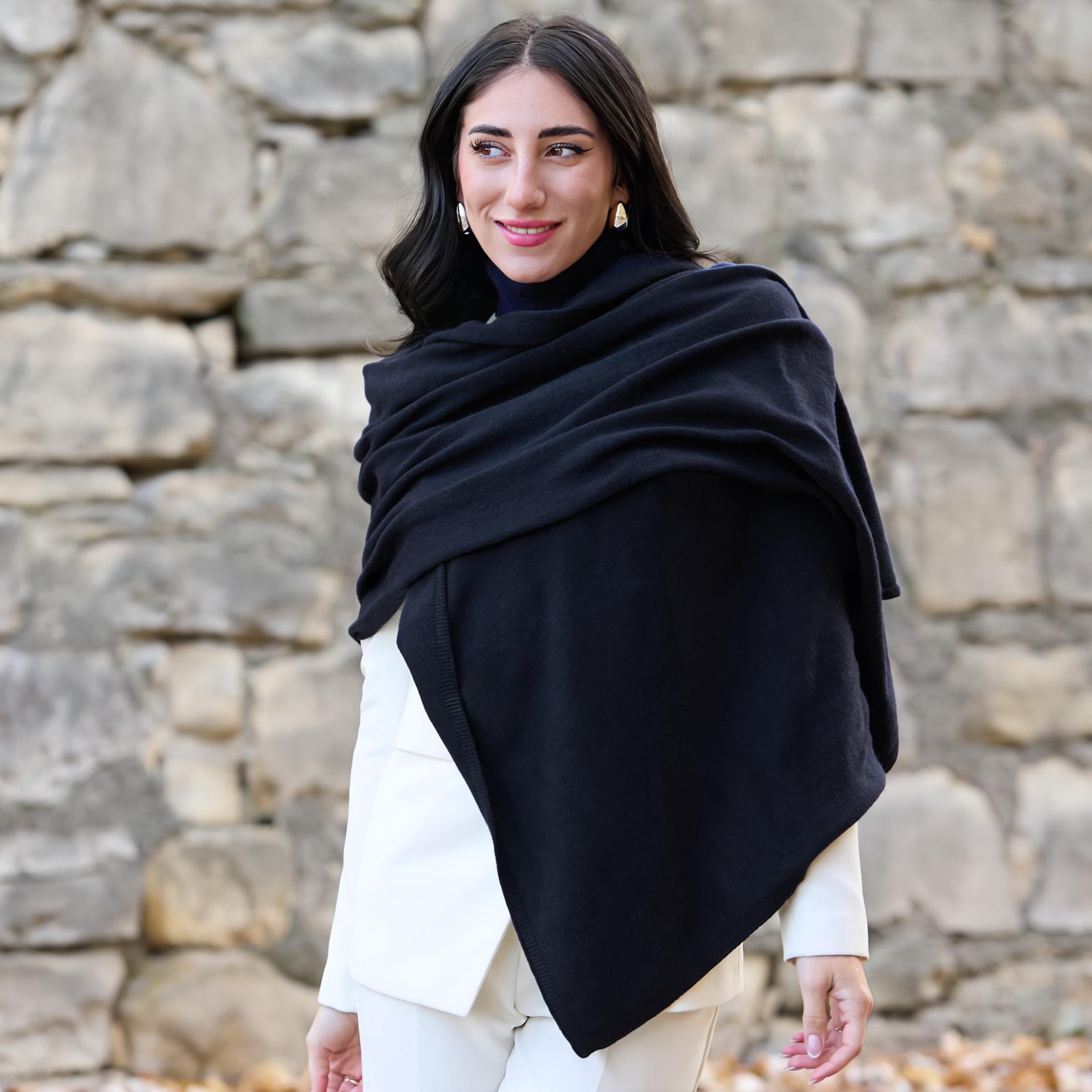 chal en cachemira y lana invierno mujer Made in Italy, chal boda elegante cashmere, pashmina pañuelo cuello mujer, capas para vestido de fiesta