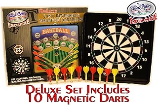Matty's Toy Stop Deluxe 2-in-1 Reversible Magnetic Dartboard (Dart Board) with 10 Darts, Featuring Standard Darts & Baseball Games Exclusive - coolthings.us