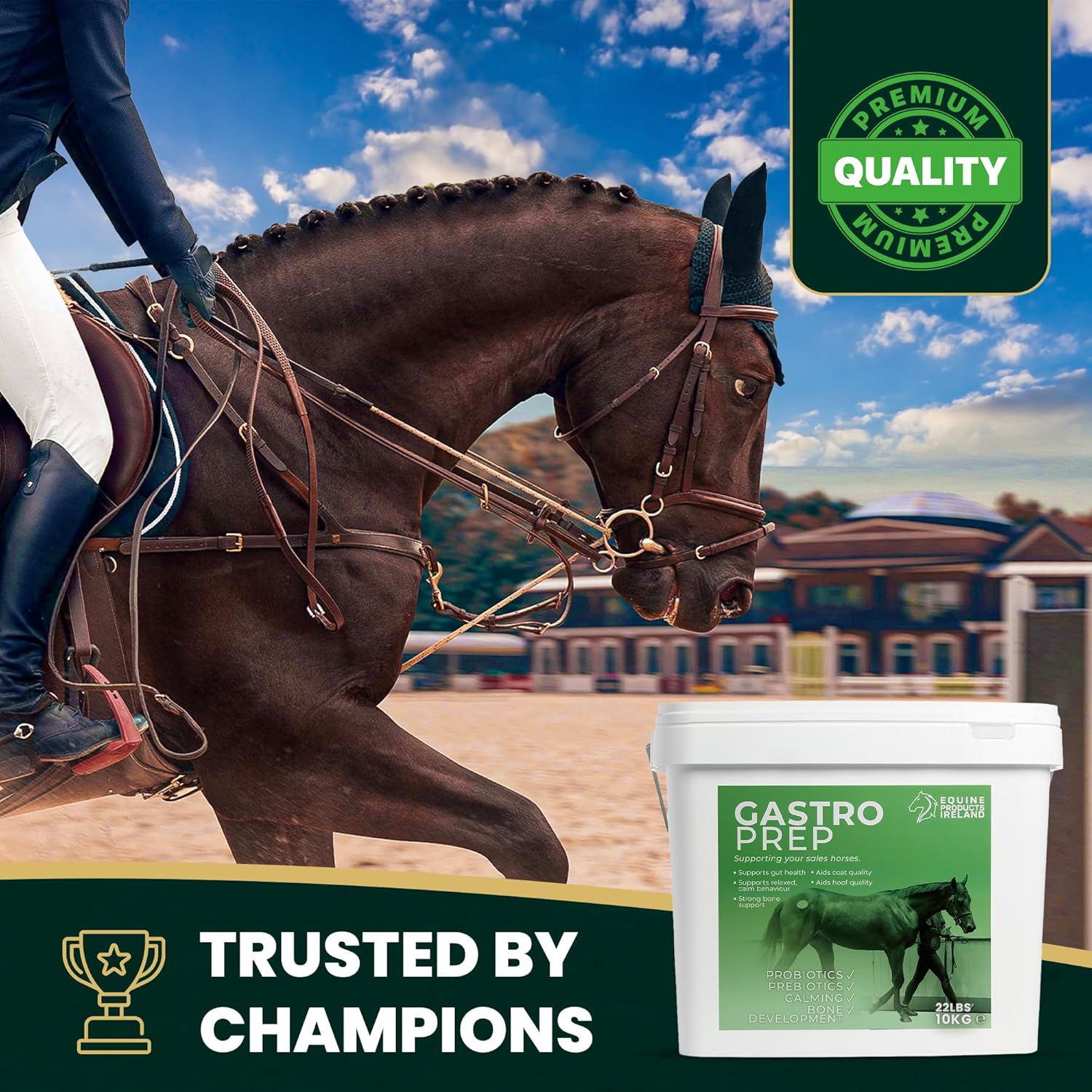 – Gastro Prep – Probiotic & Vitamin Horse Supplements, Supports Gut Health, Calm Behavior, Coat & Hoof Quality, Bone Strength – Horse Supplies – 10 kg (22 lbs)