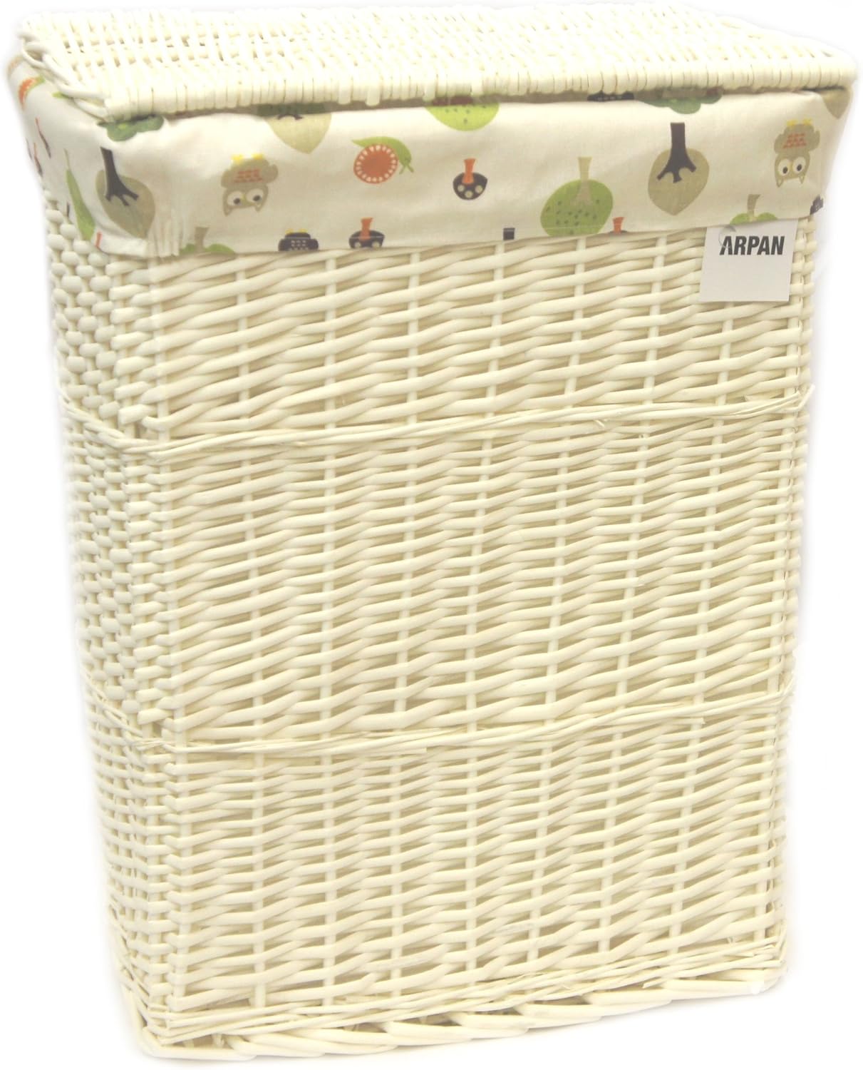 Arpan Medium Rectangular White Wicker Laundry/Linen Basket with Lining