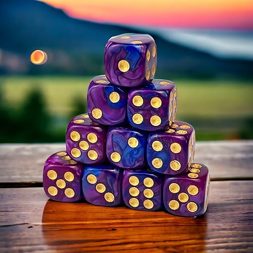 Vista 13 de Luck Lab Paquete de 10 dados D6 – Dados acrílicos para juegos de mesa y juegos de mesa RPG MTG DND (perla morado)