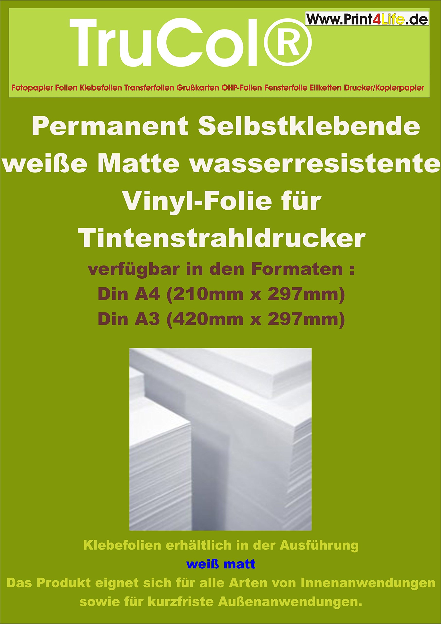 Stickerpapier Zum Selbst Drucken A4 15x A4 Klar Transparente  Selbstklebefolie Für Ink Jet Drucker! Beschichtete Polyesterfolie Für  Tintenstrahldrucker Für Innenanwendungen Aufklebern Etiketten  Beschriftungen Werbezwecke - Tintenstrahldrucker ..., image size:1813x2560