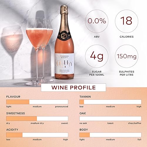 Miniatura 10 de Thomson &amp; Scott Noughty - Paquete de muestras de vino sin alcohol, rojo desalcoholizado (vino tinto), Chardonnay espumoso y rosa espumosa, 25.4fl oz