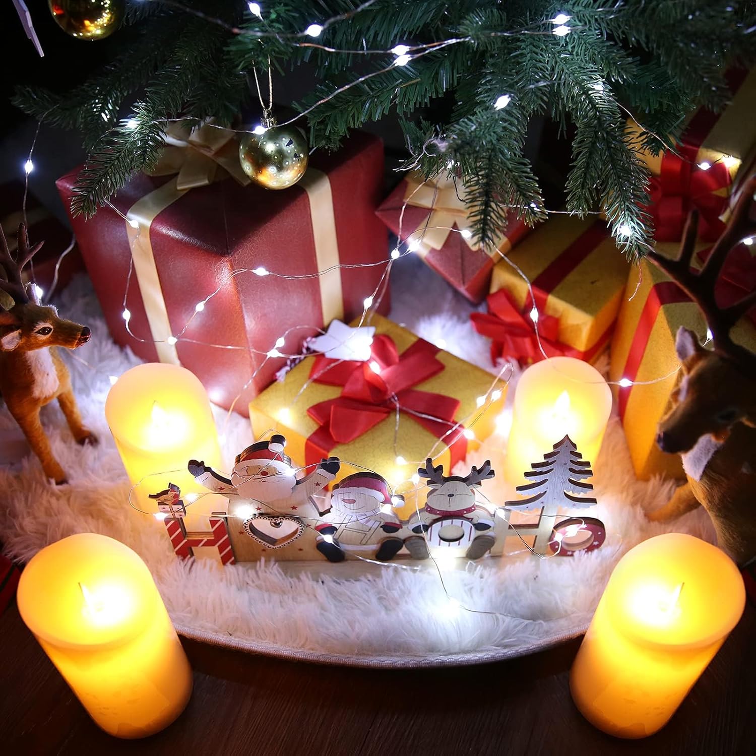 Joomer LED Fairy Lights Battery Operated, 4 Pack Each 16FT 50 LED Cuttable Starry Lights with Timer for Bedroom, Parties, Wedding Christmas Indoor Decor (White)